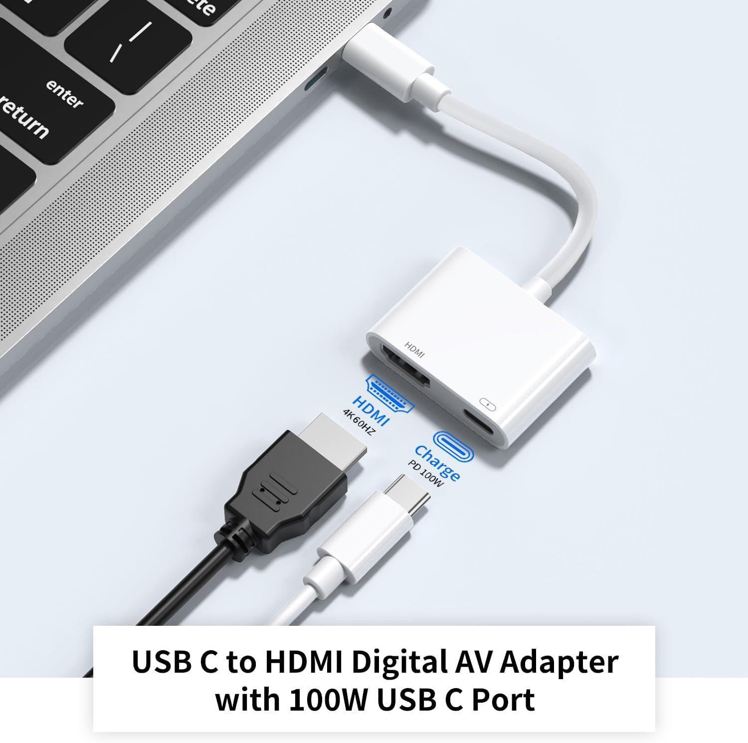 USB-C to HDMI Adapter 4K@60Hz for iPhone 15 16 MacBook Pro Air iPad Pro, USB 3.1 Type C Digital AV HDMI 2.0 Cord Compatible with Samsung Galaxy S25/S24/S23/S22, Pixelbook, XPS and More - Image 2