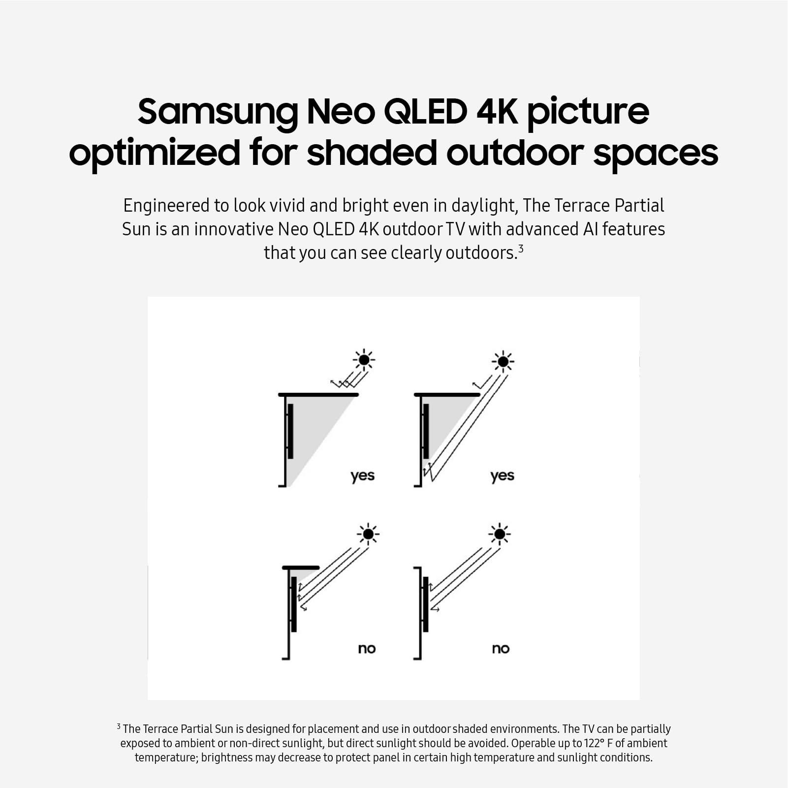 Samsung 65-Inch Class Neo QLED 4K The Terrace Partial Sun, Quantum HDR+, Dolby Atmos, Wide Viewing Angle, Weather Resistant, Anti-Glare Outdoor Smart TV w/Alexa Built-in, (QN65LST7DAFXZA, 2024 Model) - Image 3