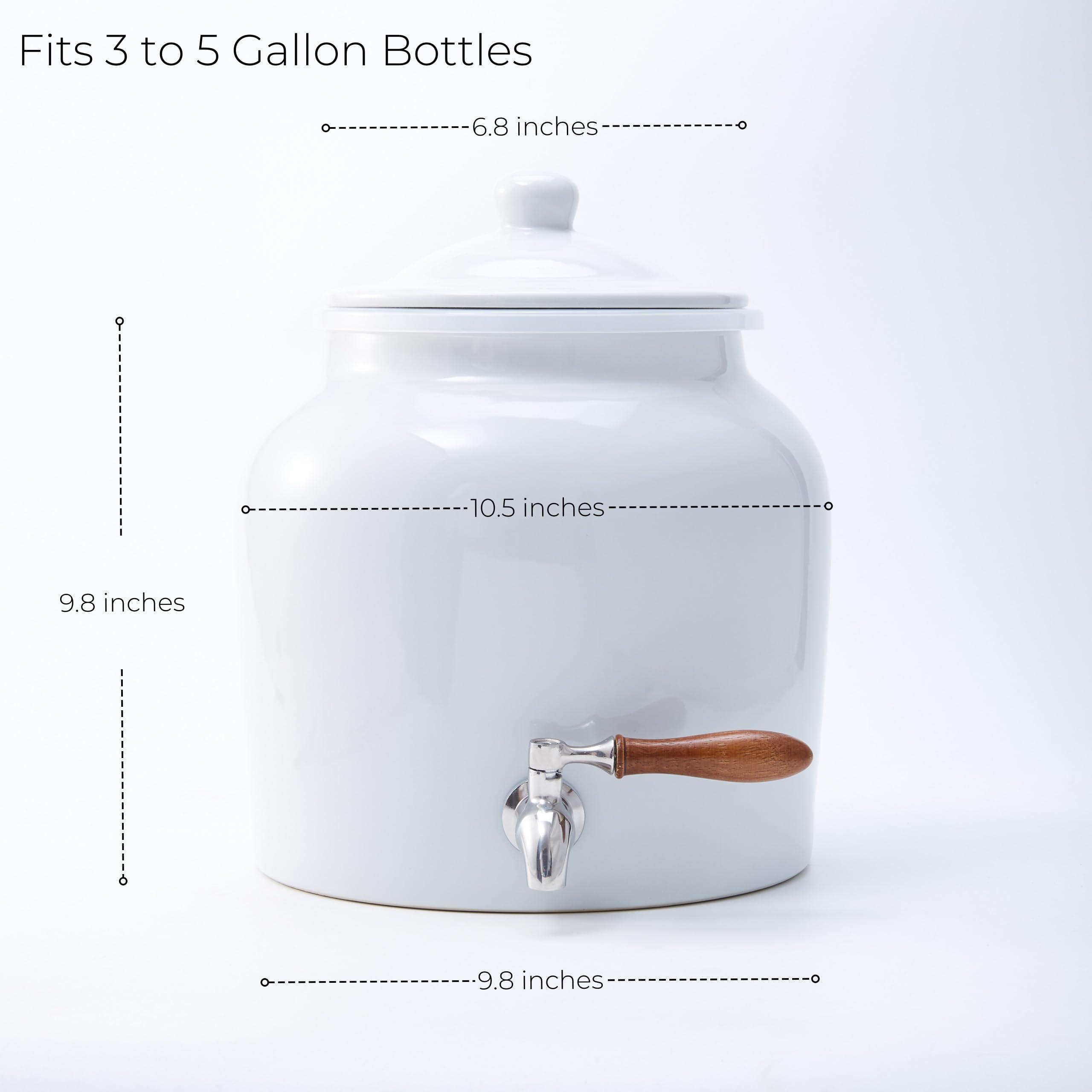 Ceramic Water Dispenser for 5 Gallon Bottle – Crock Water Dispenser with Durable Stainless Steel Faucet, Ideal for 3 to 5 Gallon Jugs, Classic Porcelain Water Crock Design for Home or Office Use - Image 2
