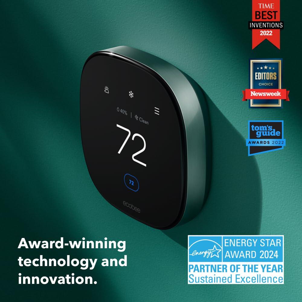 ecobee Smart Thermostat Premium with Smart Sensor and Air Quality Monitor - Programmable Wifi Thermostat - Works with Siri, Alexa, Google Assistant - Image 3