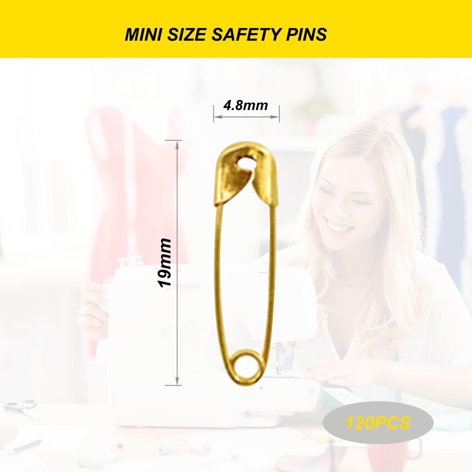 Gold Safety Pins,Small Safety Pins for Clothes,19mm Metal Mini Saftey Pin for Tag Art Crafting Sewing Jewelry Making (120Pcs/Box) - Image 3