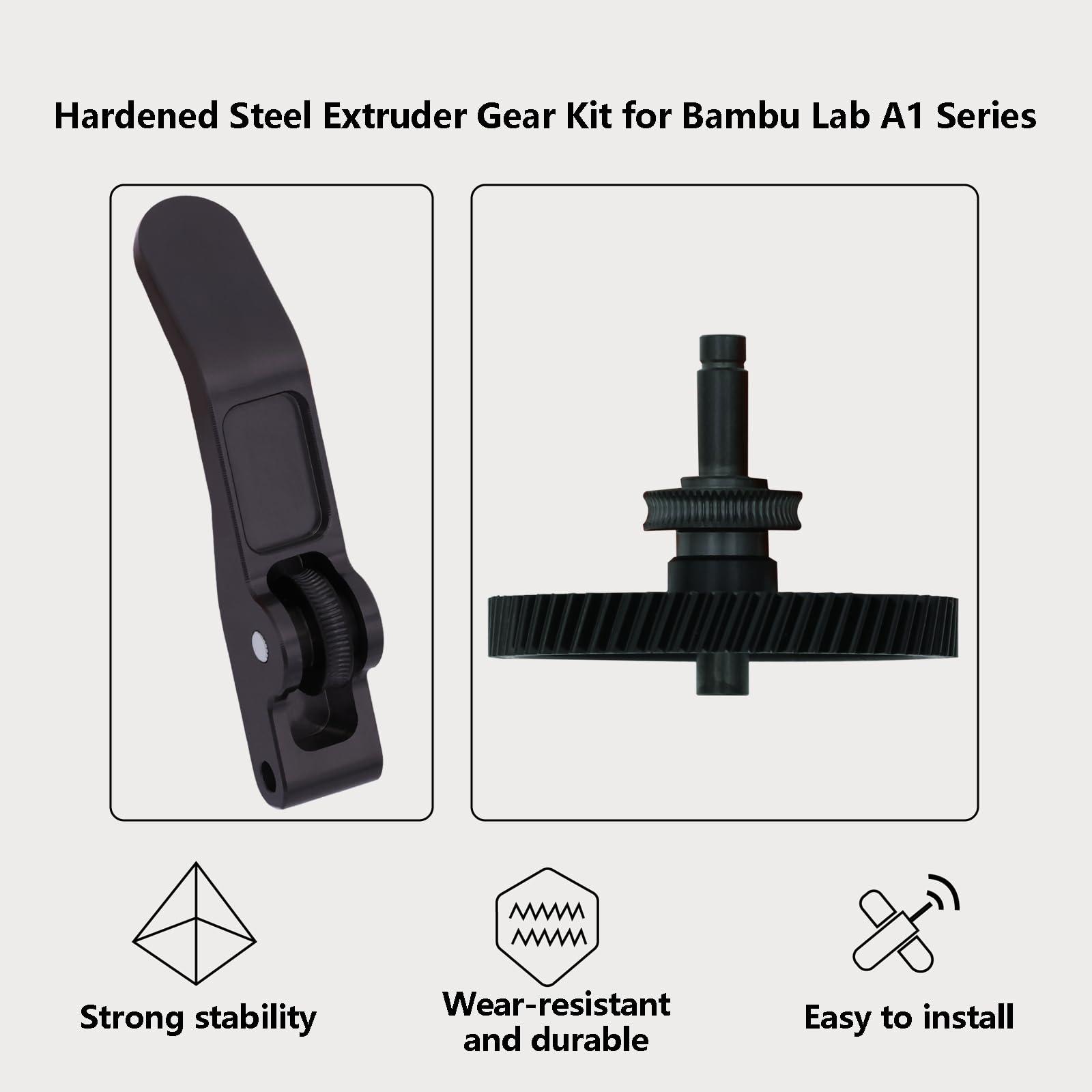 Hardened Steel Extruder Gear Kit for A1 Series, 3D Printer DLC Nano Coating Hardened Steel Extruder Dual Gear Aluminum Handle and POM Gear Kit for Bambu Lab A1, A1 Mini - Image 2