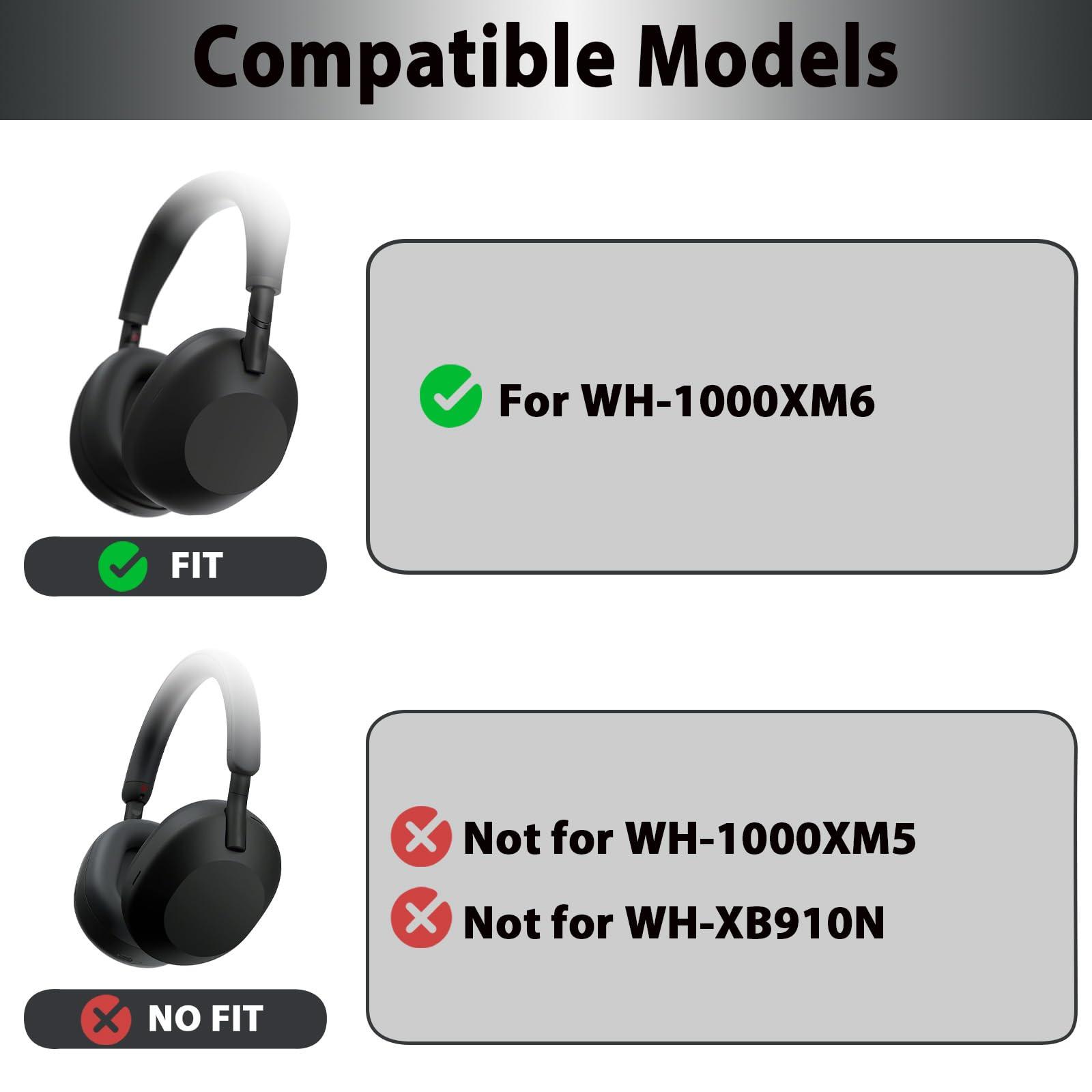 Adhiper Silicone Sweat Earpad Covers for Sony WH-1000XM6 Headphones, XM6 Accessories Ear Covers Silicone Case Cover Protector, Sweatproof & Easily Washable - Black - Image 2