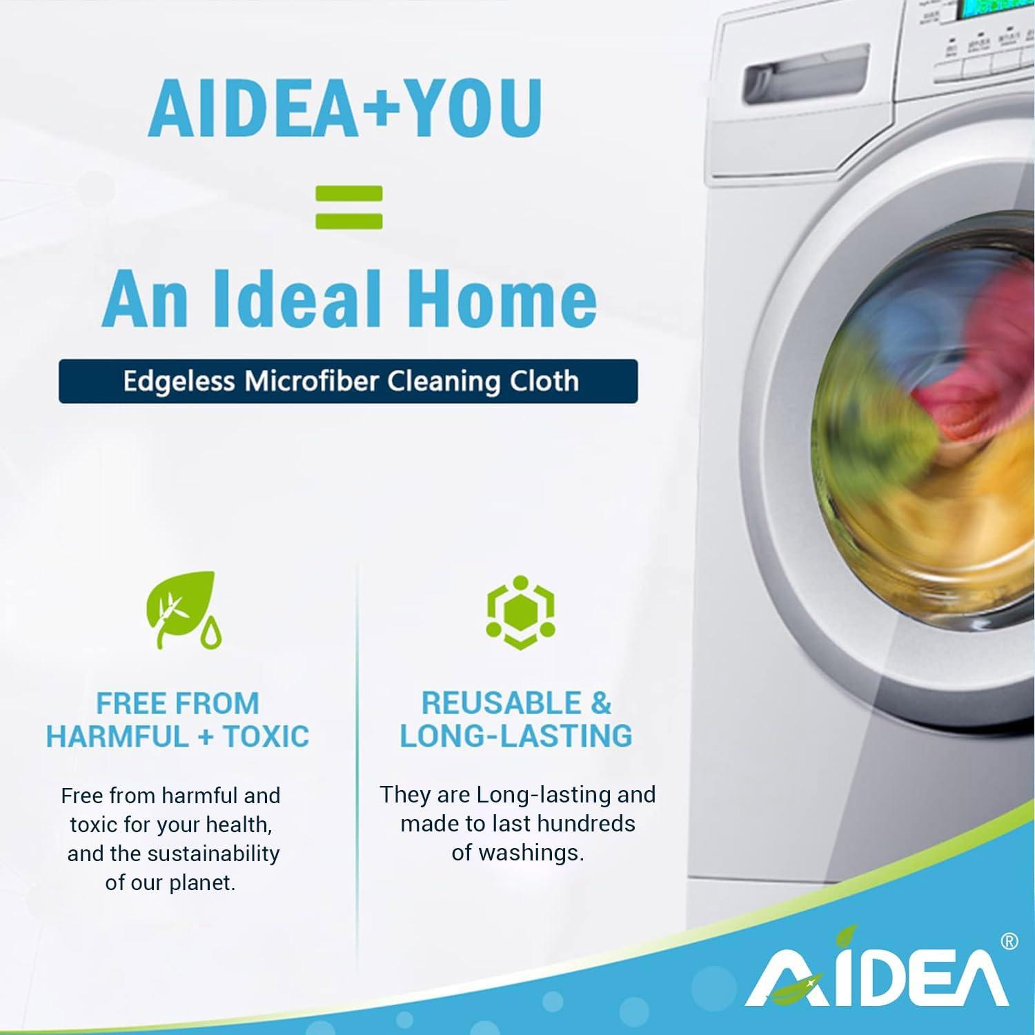 AIDEA Microfiber Cleaning Cloth, 100PK, Soft Absorbent Rags, Microfiber Towels for Cars, Kitchen Towels, Dusting Cloth for Home, Window, Cleaning Supplies, 12"×12" - Image 4