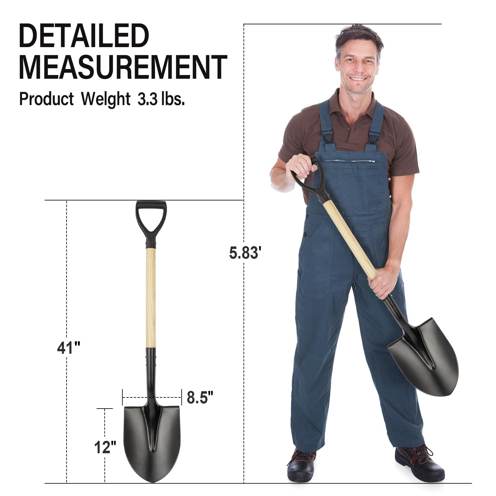 Shovel for Digging,Round Shovel, Garden Tool with D-Handle, 41 Inches in Overall Length, Wooden Handel Garden Shovel,Beach Shovel, Car Snow Shovel - Image 3