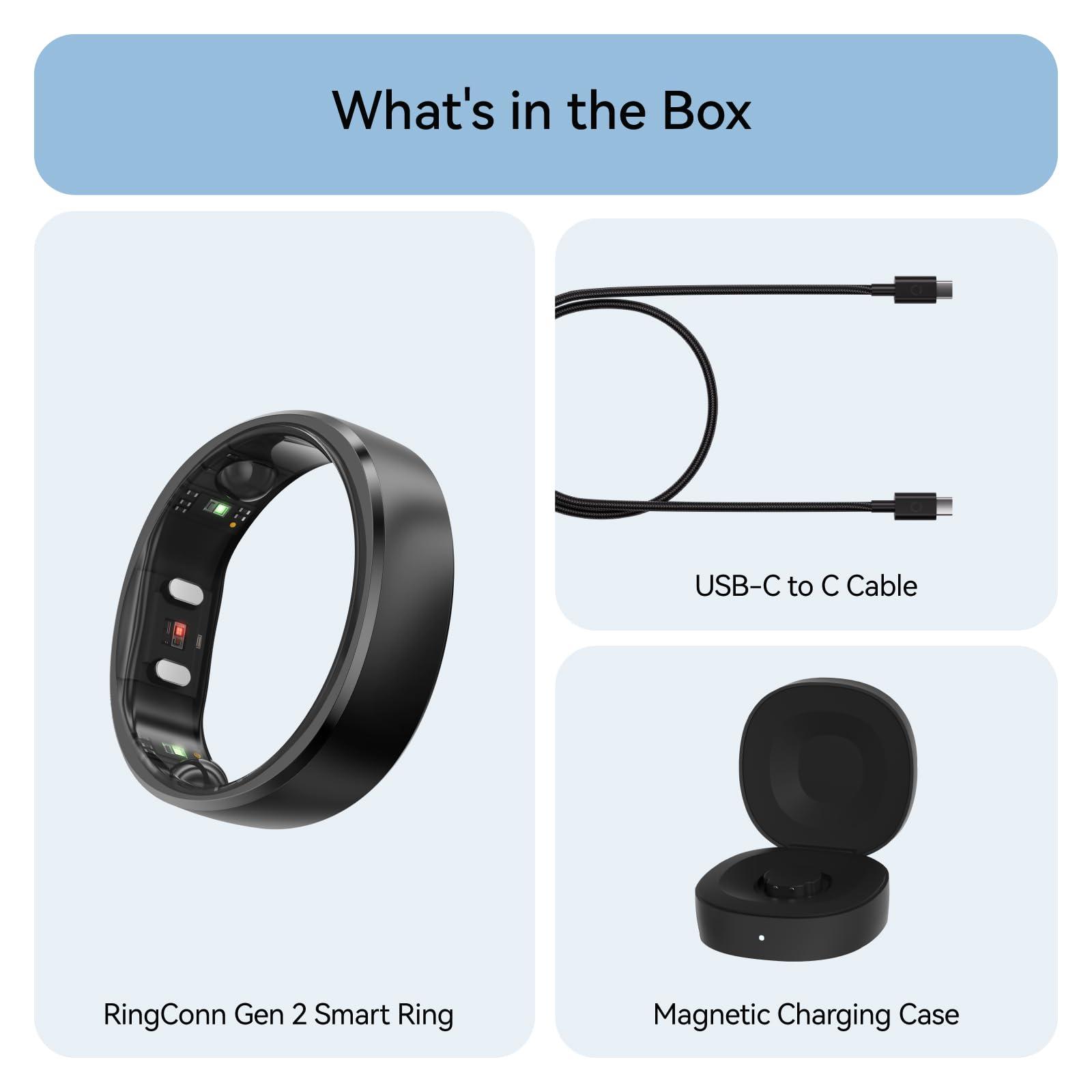 RingConn Gen 2, World’s First Smart Ring with Sleep Apnea Monitoring, No APP Subscription, 12-Day Battery Life, Stress/Heart Rate/Women's Health Tracker, Android & iOS Compatible (Black, Size 10) - Image 7
