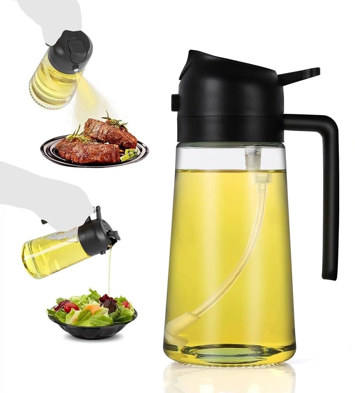 AZZS 16oz Olive Oil Dispenser Bottle, Oil Sprayer for Cooking, Air Fryer, Salad, BPA-Free, 470ml, Black