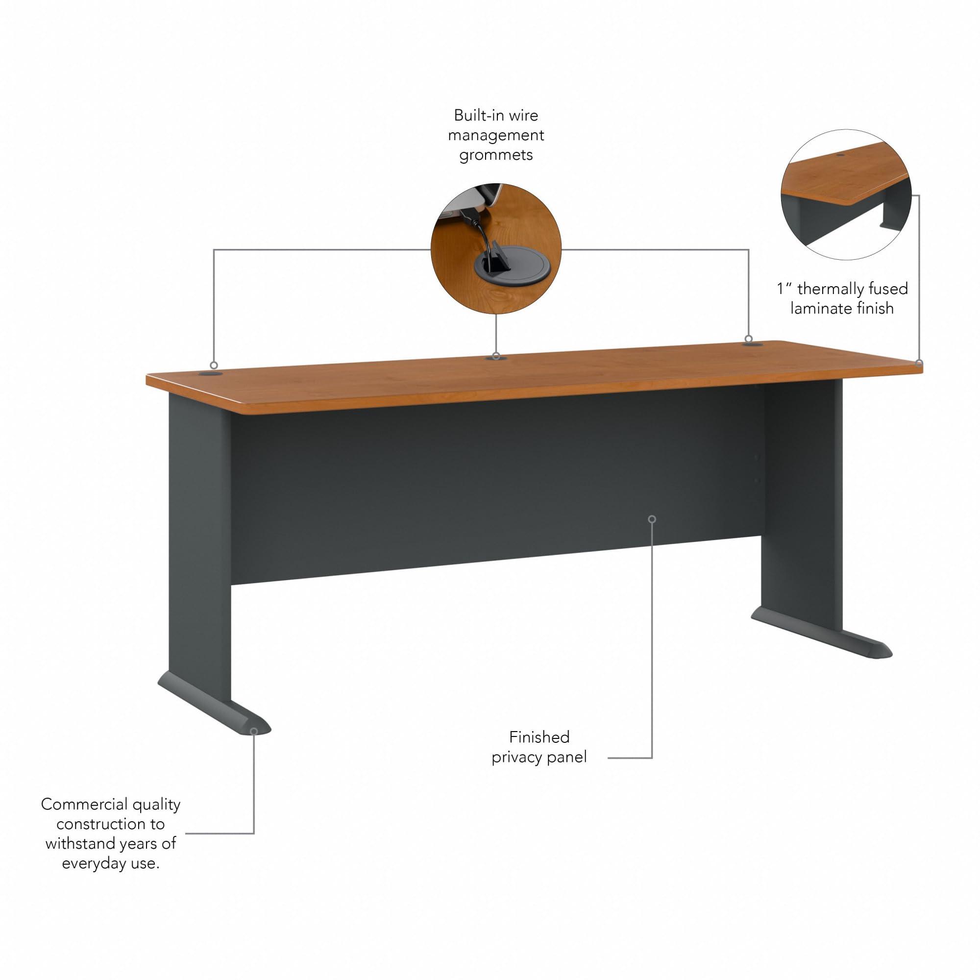 Bush Business Furniture Series A Desk, Large Workstation for Home or Professional Workspace, Desktop Solution for Office Use, 72W, Natural Cherry - Image 5
