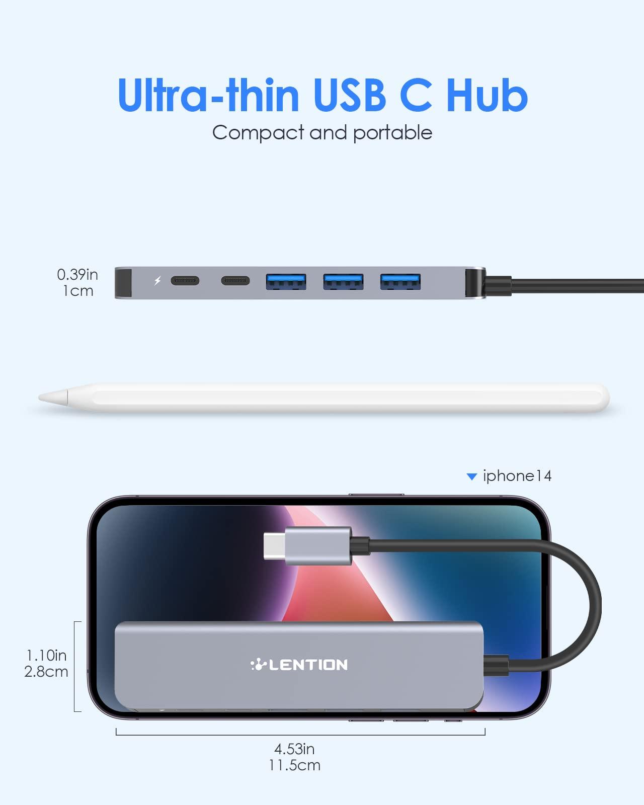 LENTION USB C Hub, Multiport with 4K HDMI Port, 3xUSB-A Ports, USB-C Data Port, 100W PD Port, Compatible New MacBook Pro/Air, iPhone 15 Pro/Pro Max, Surface, Chromebook, More(CE35s, Gray) - Image 9