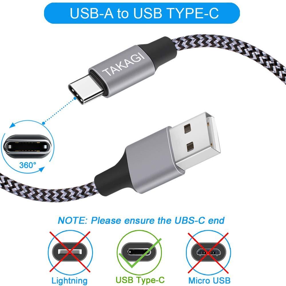 TAKAGI USB to USB C Cable (3Pack 6ft) USB A to Type C Cable Fast Charging Nylon Braided Data Sync Transfer Cord USB C Charger for iPhone 16 Pro Max/16 Plus/15 Pro Max/15 Plus/Galaxy S20 S10 Note 20 - Image 2