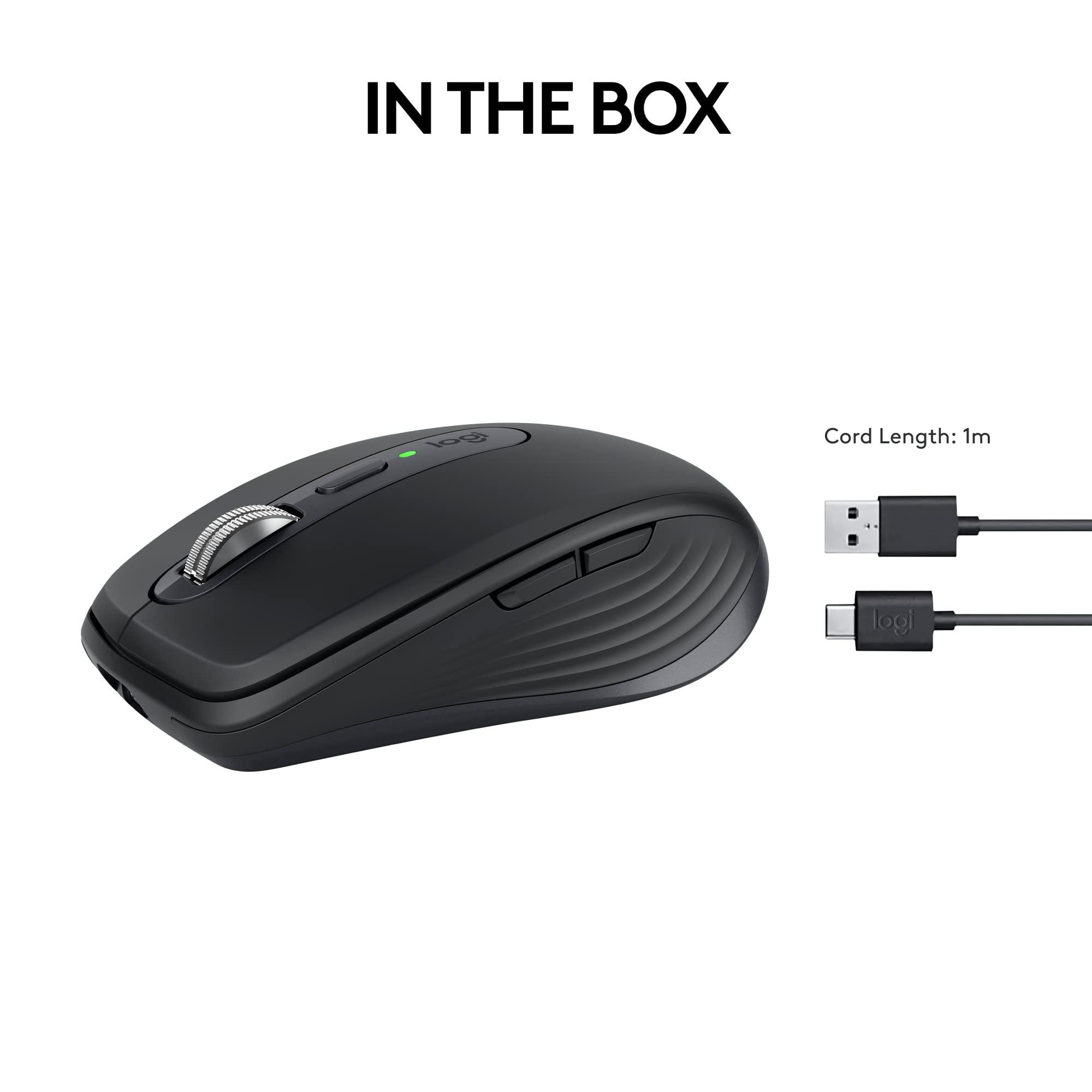 Logitech MX Anywhere 3S Compact Wireless Mouse, Fast Scrolling, 8K DPI Any-Surface Tracking, Quiet Clicks, Programmable Buttons, USB C, Bluetooth, Windows PC, Linux, Chrome, Mac - Graphite - Image 9