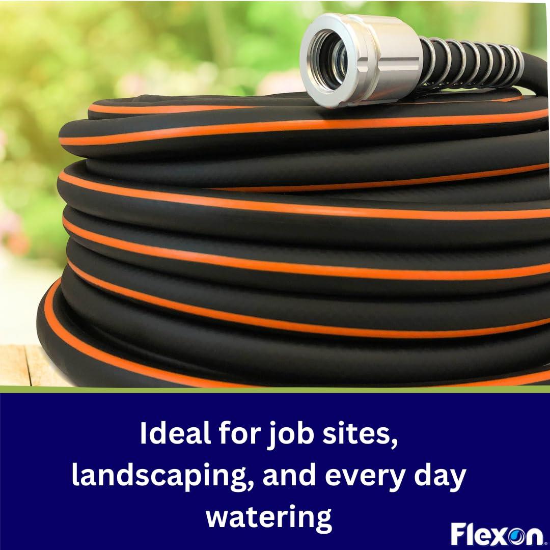 Flexon Flextreme Pro 5/8" x 100ft Performance Rubber Garden Hose – Heavy-Duty, Kink-Resistant, All-Weather Flexibility, Industrial-Grade Couplings, Durable Outdoor Watering Hose for Lawn & Garden - Image 4