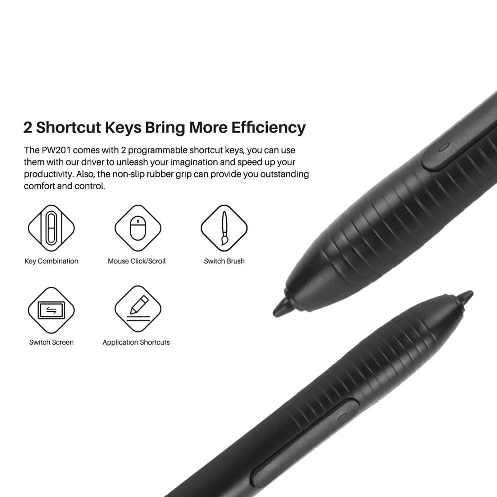 PW201 Stylus Pen for Huion HST640 H610PRO V2 HC16 HS64 HS610 GC610 H1161 H320M Drawing Tablet, Ergonomic Pen Replacement for Drawing Board - Image 4