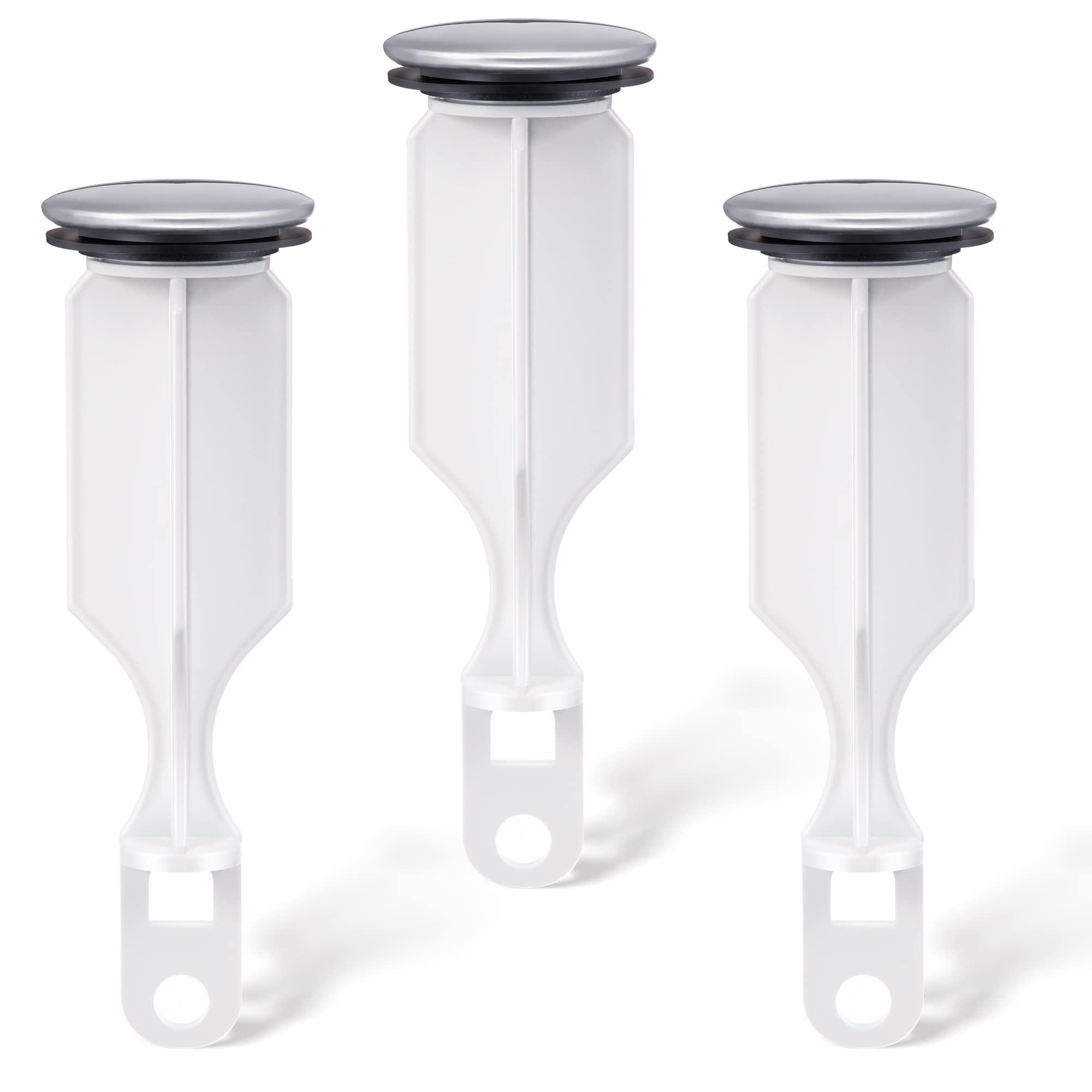 Enhon 2 Hole Pop Up Stoppers, Chrome Bathroom Sink Stopper fits Most Pop Up Drain Design, 4-1/2 Inch Tall, 1-3/8 Inch Cap Diameter, with Gasket Seal, Compatible with PF WaterWorks PF0240 (3 Pack)