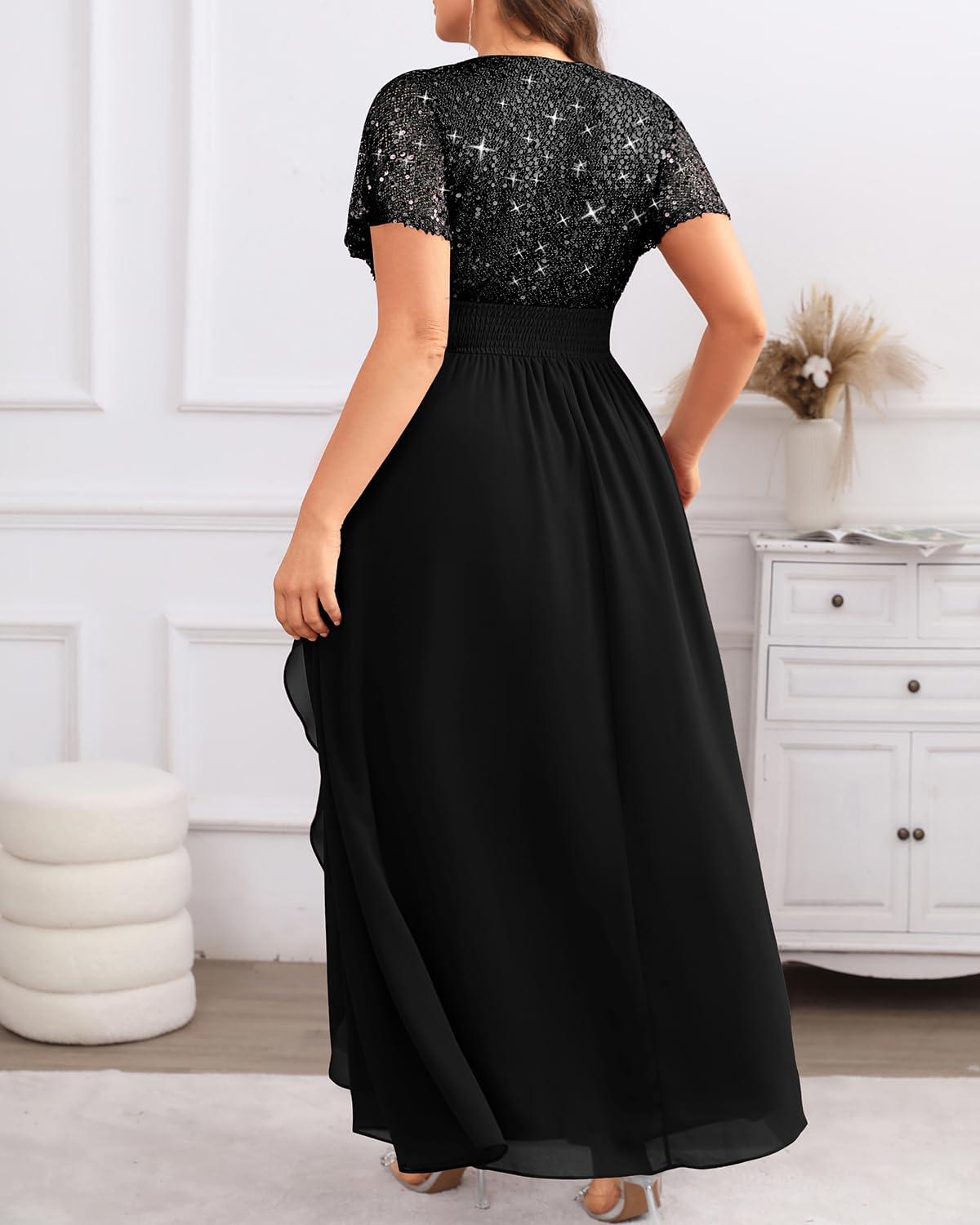 Pinup Fashion Women Plus Size Formal Dresses - Sequin Evening Gowns Wedding Guest Prom Long Dress - Image 7