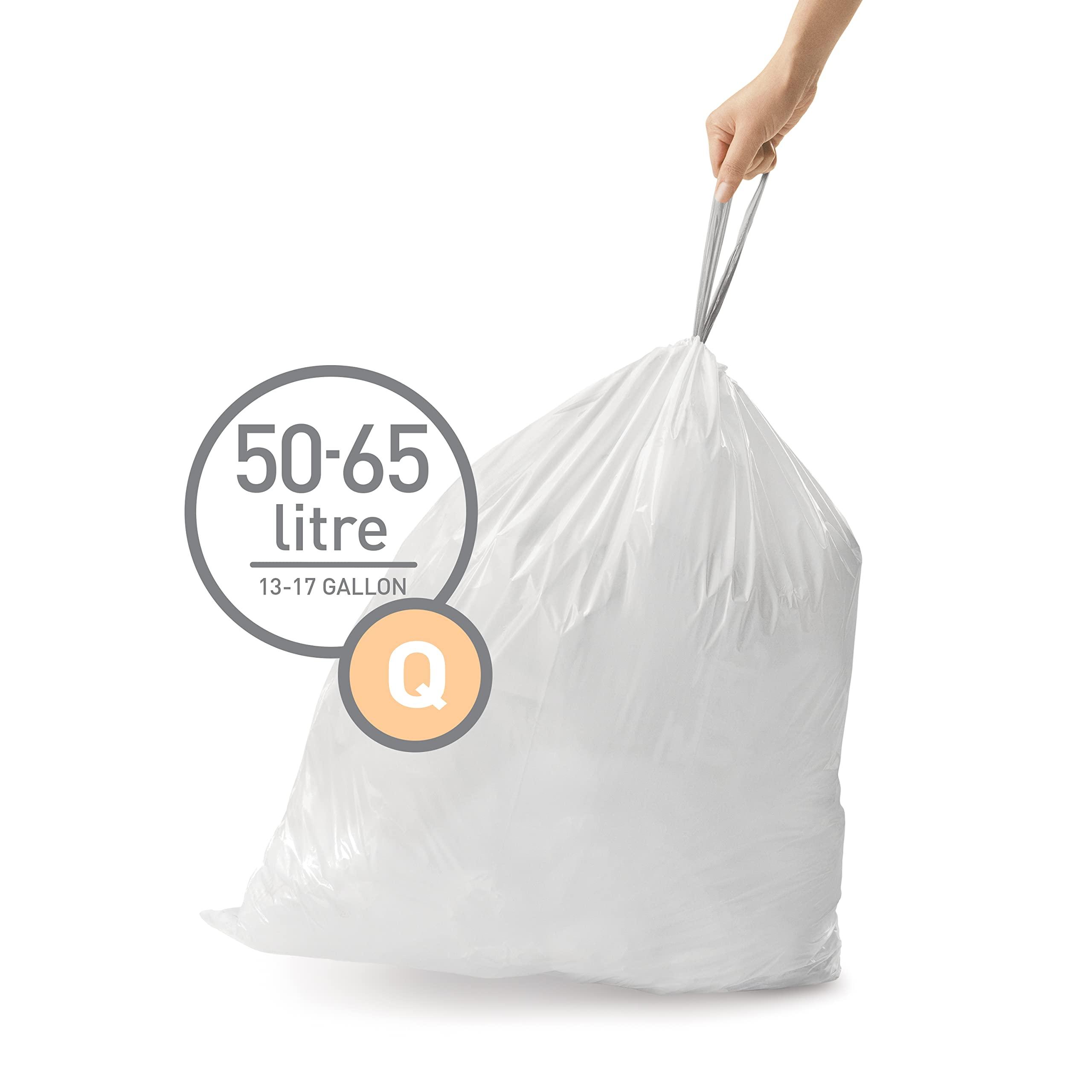simplehuman Code Q Custom Fit Drawstring Trash Bags in Dispenser Packs, 100 Count, 50-65 Liter / 13.2-17.2 Gallon, White - Image 2
