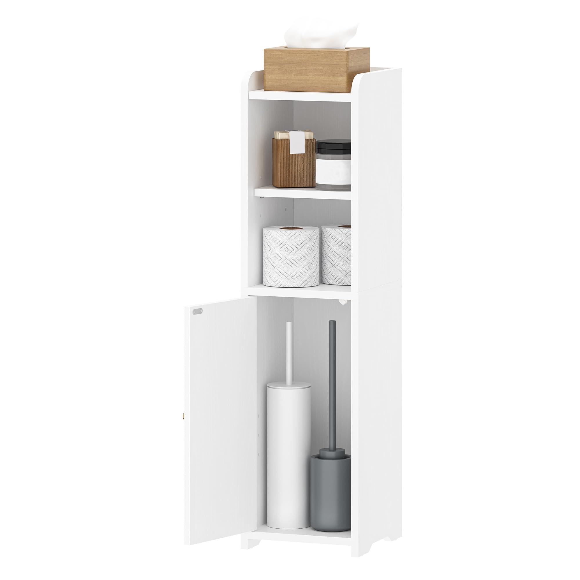 Hzuaneri Bathroom Storage Cabinet, Corner Floor Cabinet with Doors and Adjustable Shelf, Narrow Toilet Paper Cabinets, Bathroom Organizer for Small Spaces, White BC19703X - Image 9