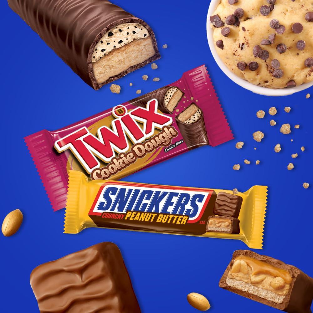 Mars M&M'S Peanut, M&M'S Caramel, SNICKERS Original, SNICKERS Peanut Butter Squared, TWIX Original and TWIX Cookie Dough Variety Pack Full Size Individually Wrapped Milk Chocolate Candy Bars, 18 Ct - Image 4