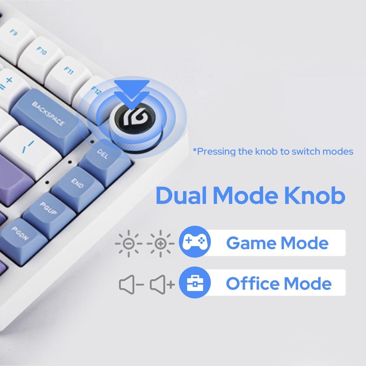 EPOMAKER x LEOBOG Hi75 Aluminum Alloy Wired Mechanical Keyboard, Programmable Gasket-Mounted Gaming Keyboard with Mode-Switching Knob, Hot Swappable, NKRO, RGB (White Purple, Nimbus V3 Switch) - Image 3
