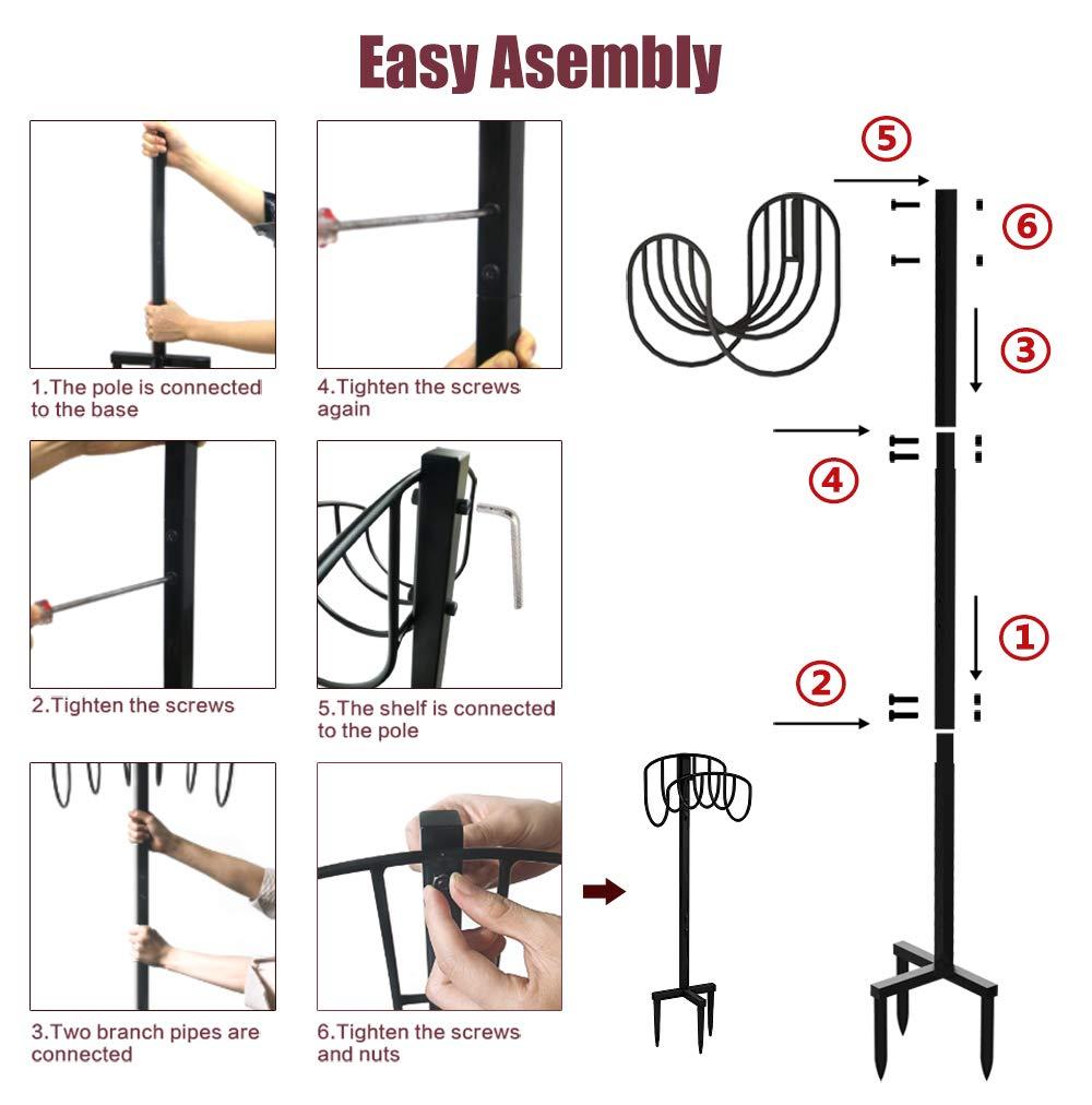 Artigarden Freestanding Garden Hose Holder Hanger, Heavy Duty Metal Water Hose Storage Stand Rack - Image 6