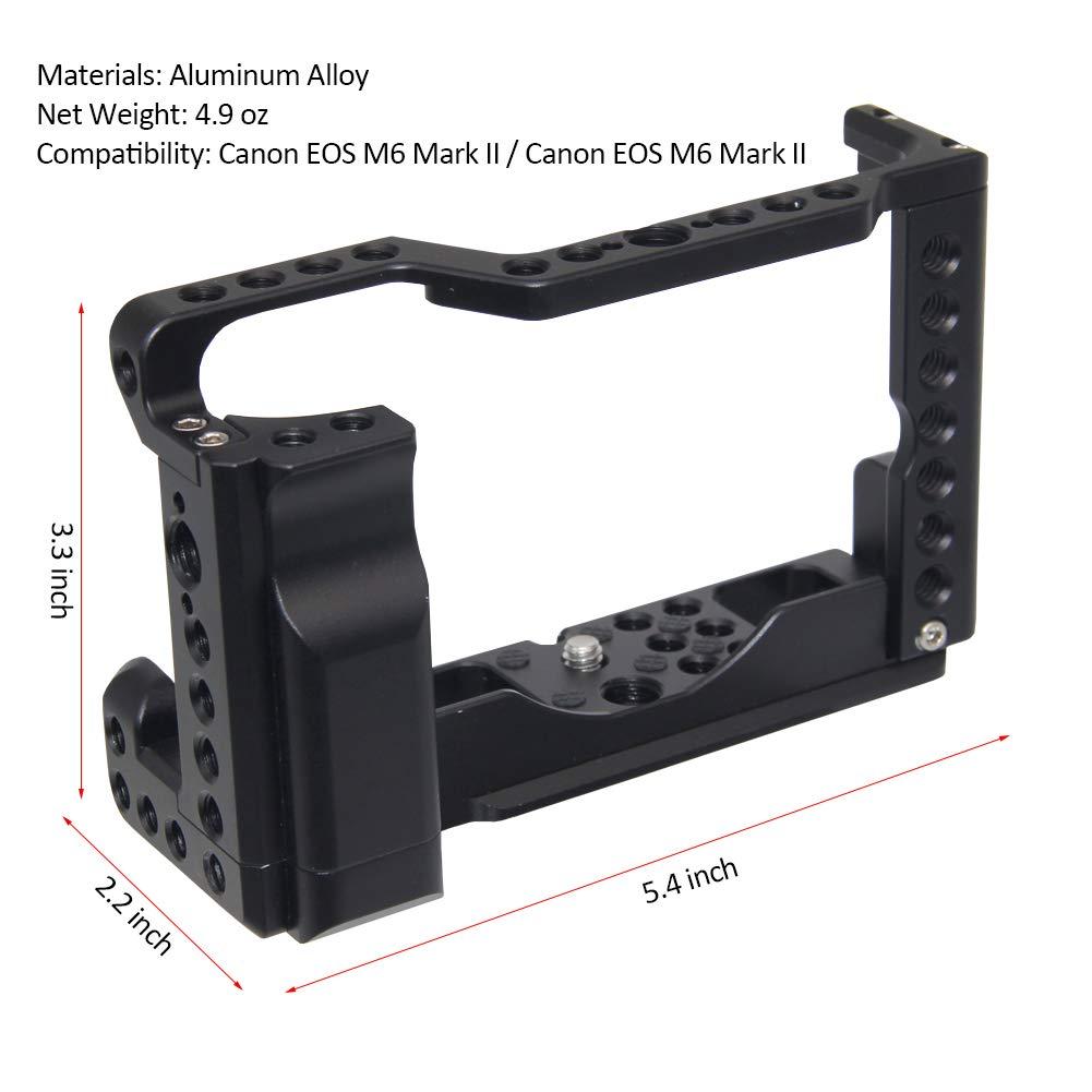 Easy Hood Camera Cage for Canon EOS M6 Mark II Mirrorless Digital Camera, Vlogging Video Shooting Filmmaking Rig Stabilizer with Cold Shoe 1/4" Thread Holes & 3/8" Locating Hole - Image 7