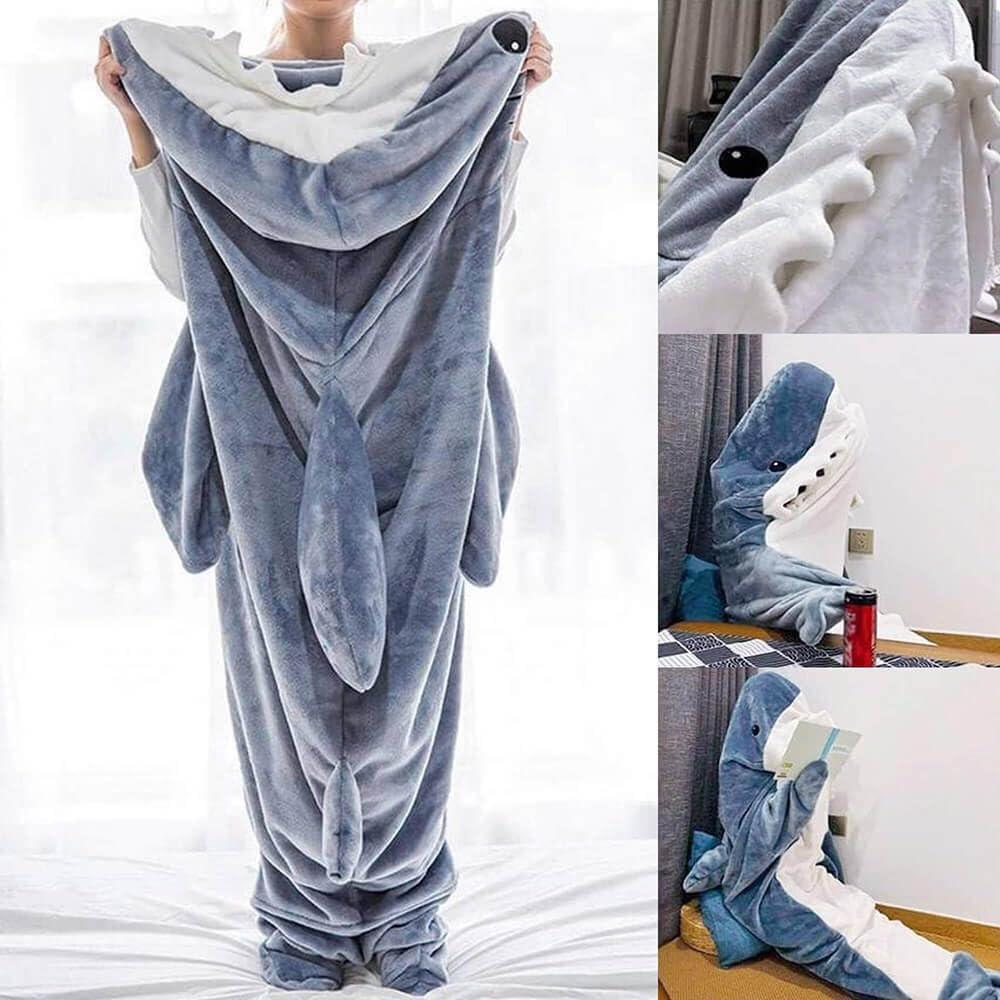 inkArts Shark Blanket Hoodie Onesie for Adult & Kid, Wearable Shark Sleeping Bag, Soft Cozy Onesie Costume - Image 5