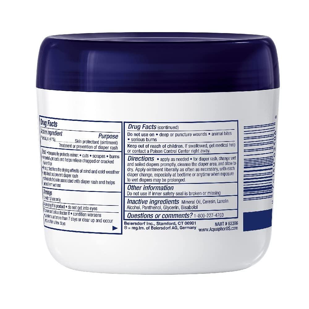 Aquaphor Baby Healing Ointment Advanced Therapy Skin Protectant for Chapped or Dry Skin, Drool Rash and Diaper Rash Ointment, 14 Oz Jar - Image 8