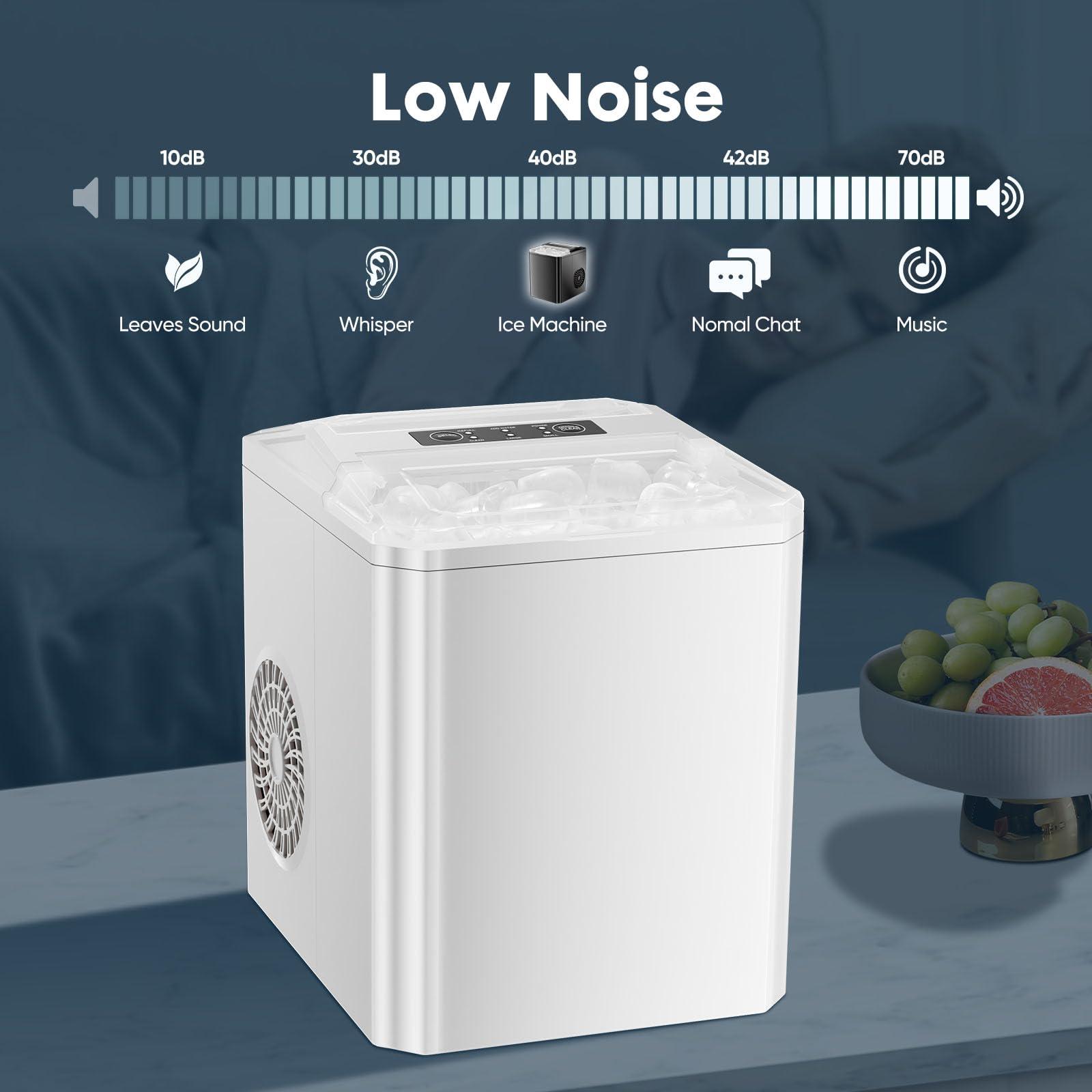 Sweetcrispy Countertop Ice Maker, Portable Ice Machine Self-Cleaning, 9 Cubes in 6 Mins, 26 lbs/24Hrs, 2 Sizes of Bullet Ice for Home Party Office - Image 8