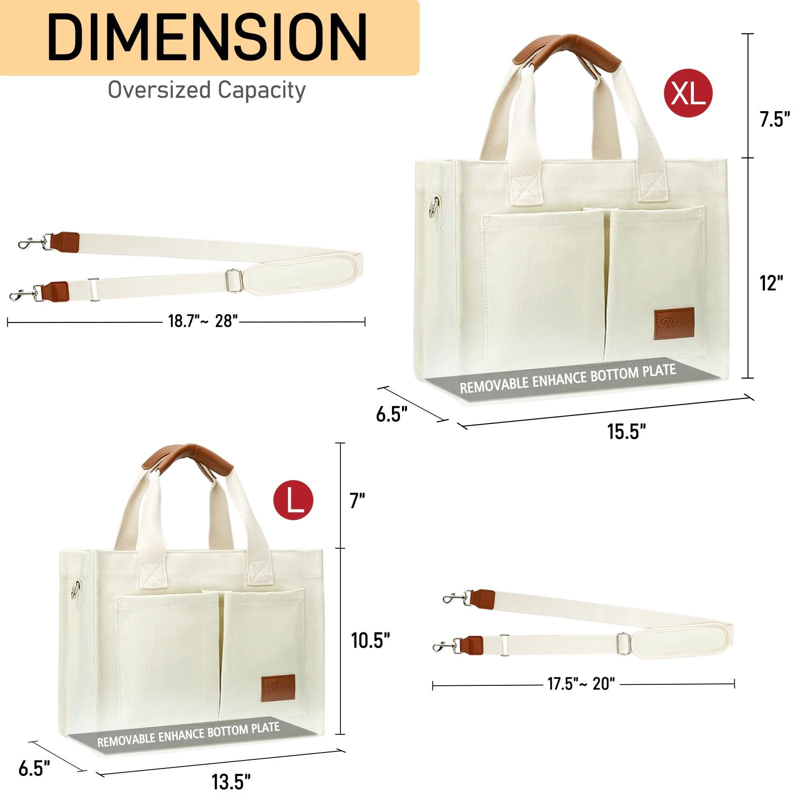 KKXIU Large Canvas Tote Bag for Women with Zipper and Compartments Crossbody Work Bible Messenger Purse Bag With Pockets - Image 2