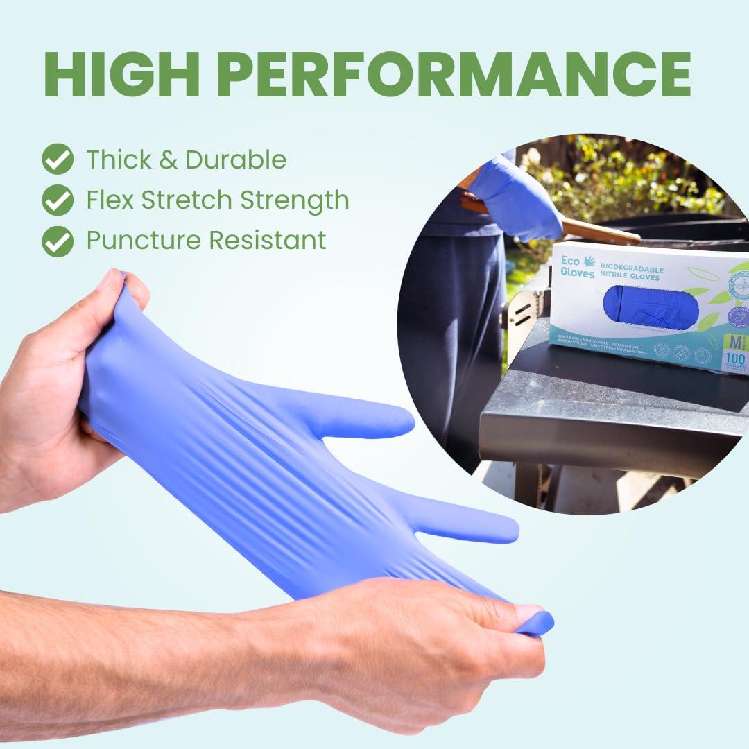 Eco Gloves Biodegradable BLUE VIOLET Nitrile Disposable Gloves, 4 Mil, Powder Free, Latex Free, Food Safe,Tattoo, Cleaning - Image 5