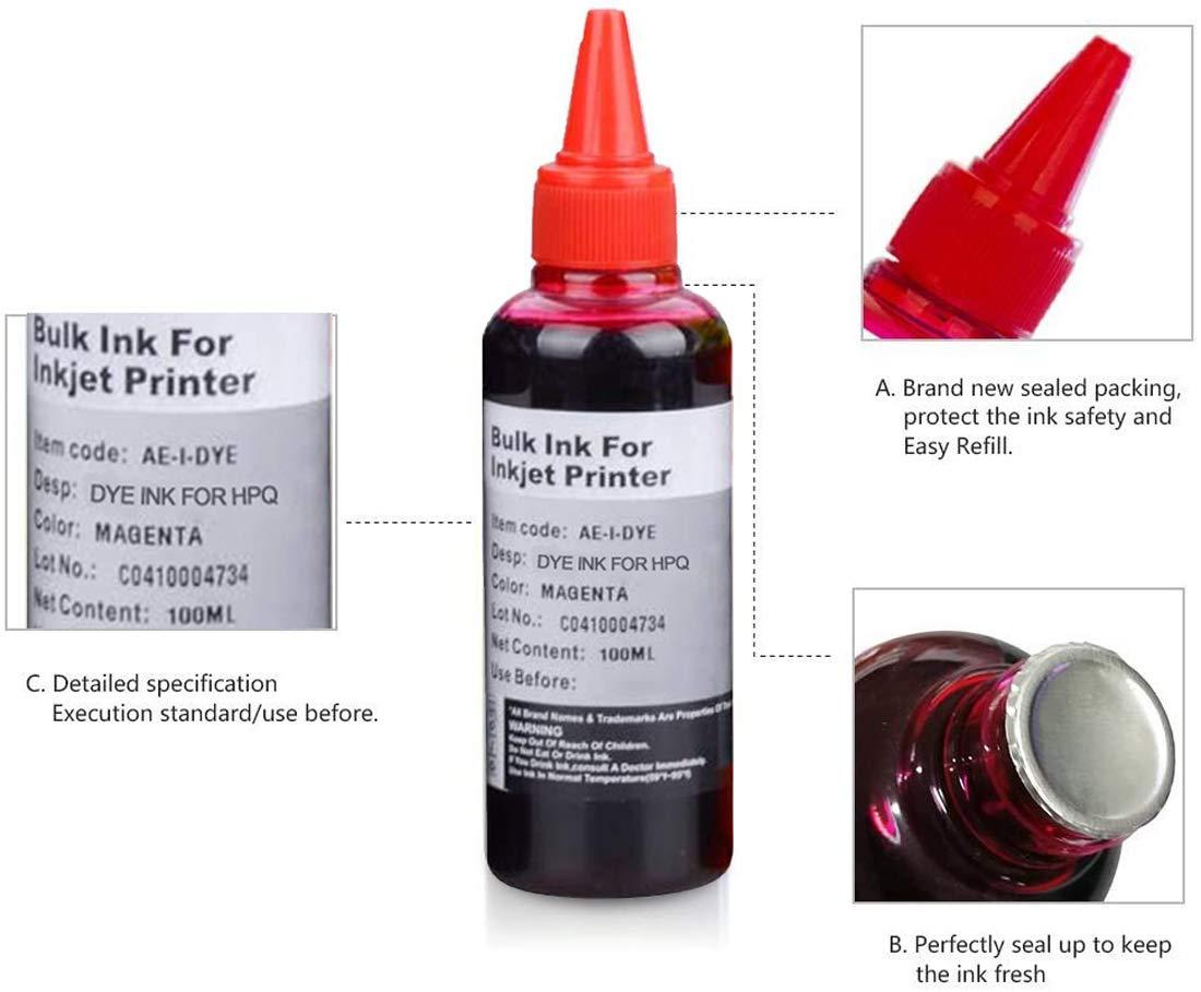 INK+ Refill Kit 200ml Black for HP 950 951 932 933 60 61 952 902 901 62 63 21 22 920 940 934 564 711 970 971 94 95 96 Inkjet Printer Cartridges for Refillable Cartridges - Image 2