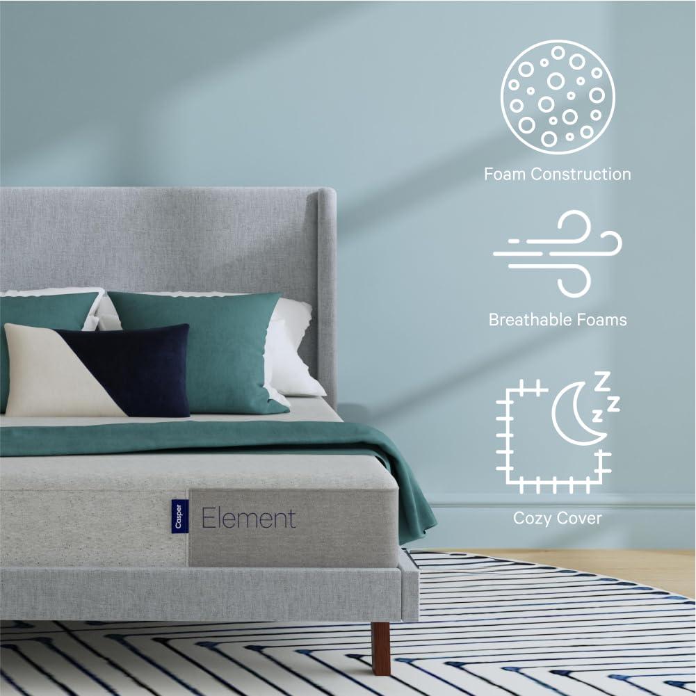 Casper Sleep Element, Medium Firm Mattress, King Size - Memory Foam + Support - 100-Night Trial - CertiPUR-US Mattress, Grey - Image 5