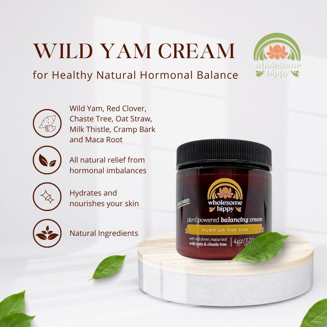 Wholesome Hippy Wild Yam Cream for Hormone Balance Support Body Cream with Maca, Chaste Tree, Milk Thistle & Shea – Moisturizing Botanical Balm for Women & Men – 4oz - Fresh Scent - Image 3
