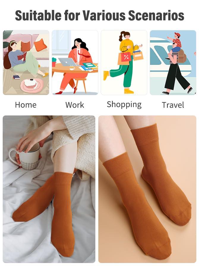 FGZ Women Thin Cotton Socks, Soft Cotton Bootie Socks Women Above Ankle Crew Socks 5-10 Pairs - Image 4
