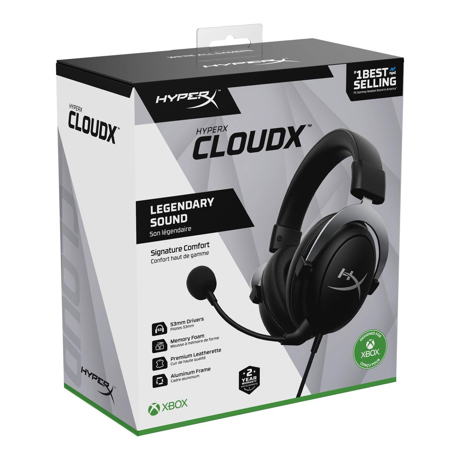 HyperX CloudX, Official Xbox Licensed Gaming Headset, Compatible with Xbox One and Series X|S, Memory Foam Ear Cushions, Detachable Noise-Cancelling Mic, in-line Audio Controls,Black/ Silver - Image 7