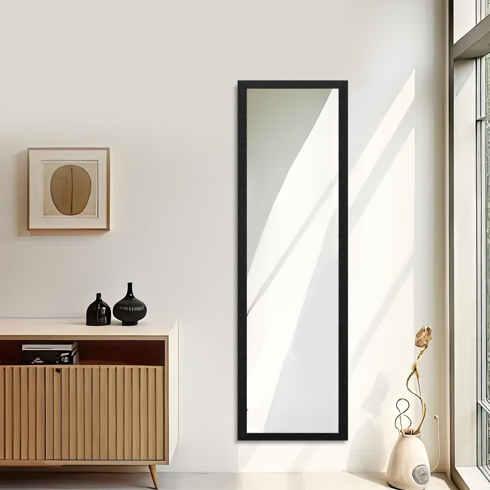 Beauty4U Full Length Mirror Wall Mirror Full Body Mirror Explosion-Proof Wall Mounted Hanging Mirror for Dorm with Rectangular Float Framed for Room Decor, 50"x 14", Black - Image 5