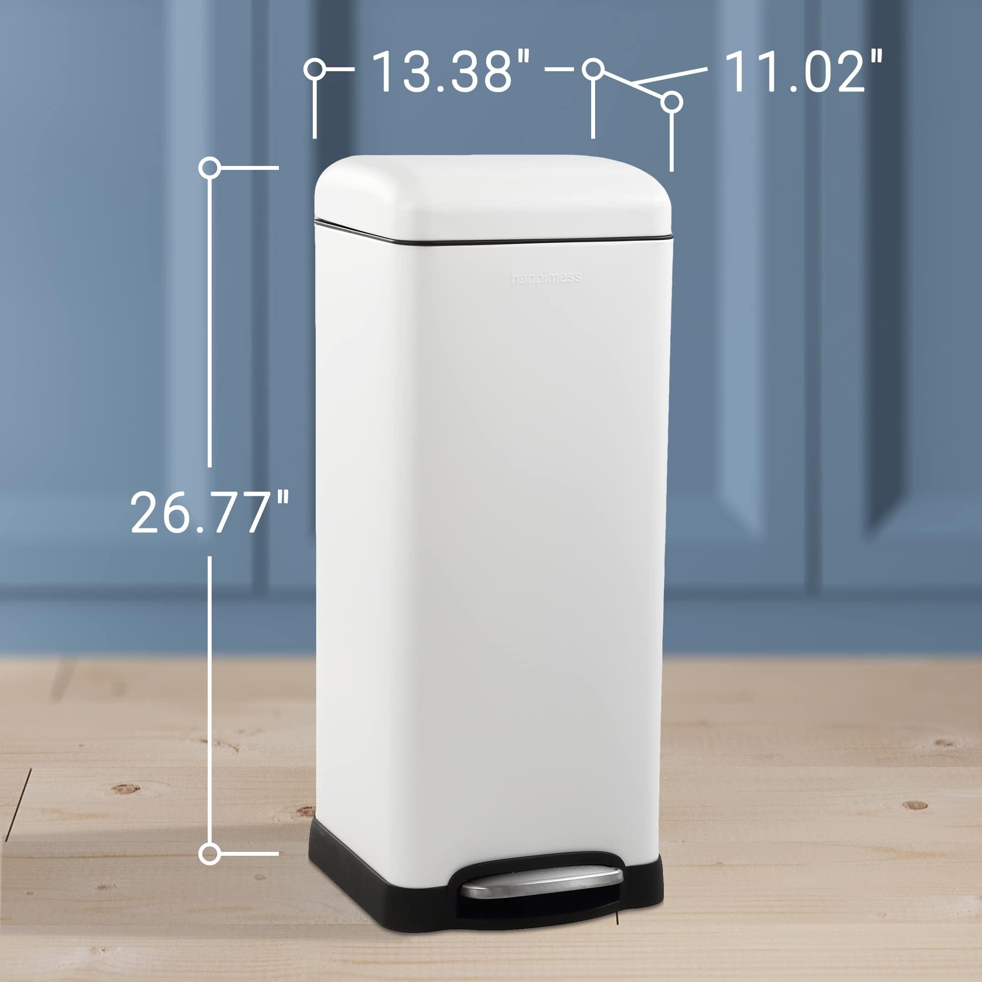 happimess HPM1007A Betty Retro 8-Gallon Step-Open Trash Can with Soft-Close Lid, Fingerprint Resistant, Modern, Minimalistic for Home, Kitchen, Laundry Room, Office, Bedroom, Bathroom, White - Image 6