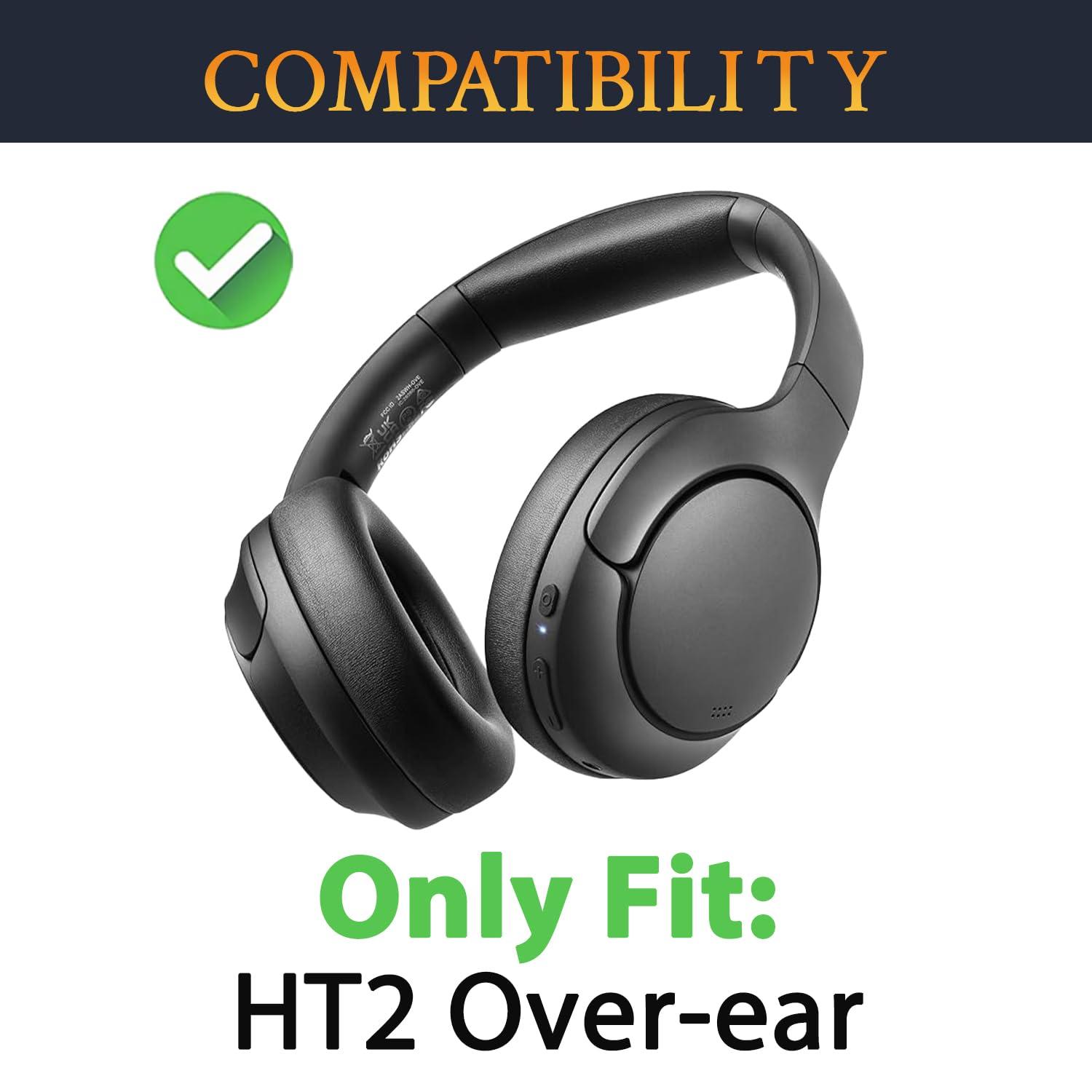 SOULWIT Replacement Headband Pad Kit for TOZO HT2 Headphones, Headset Head Band Top Cushion Cover Repair Part, Easy DIY Installation (Black) - Image 2