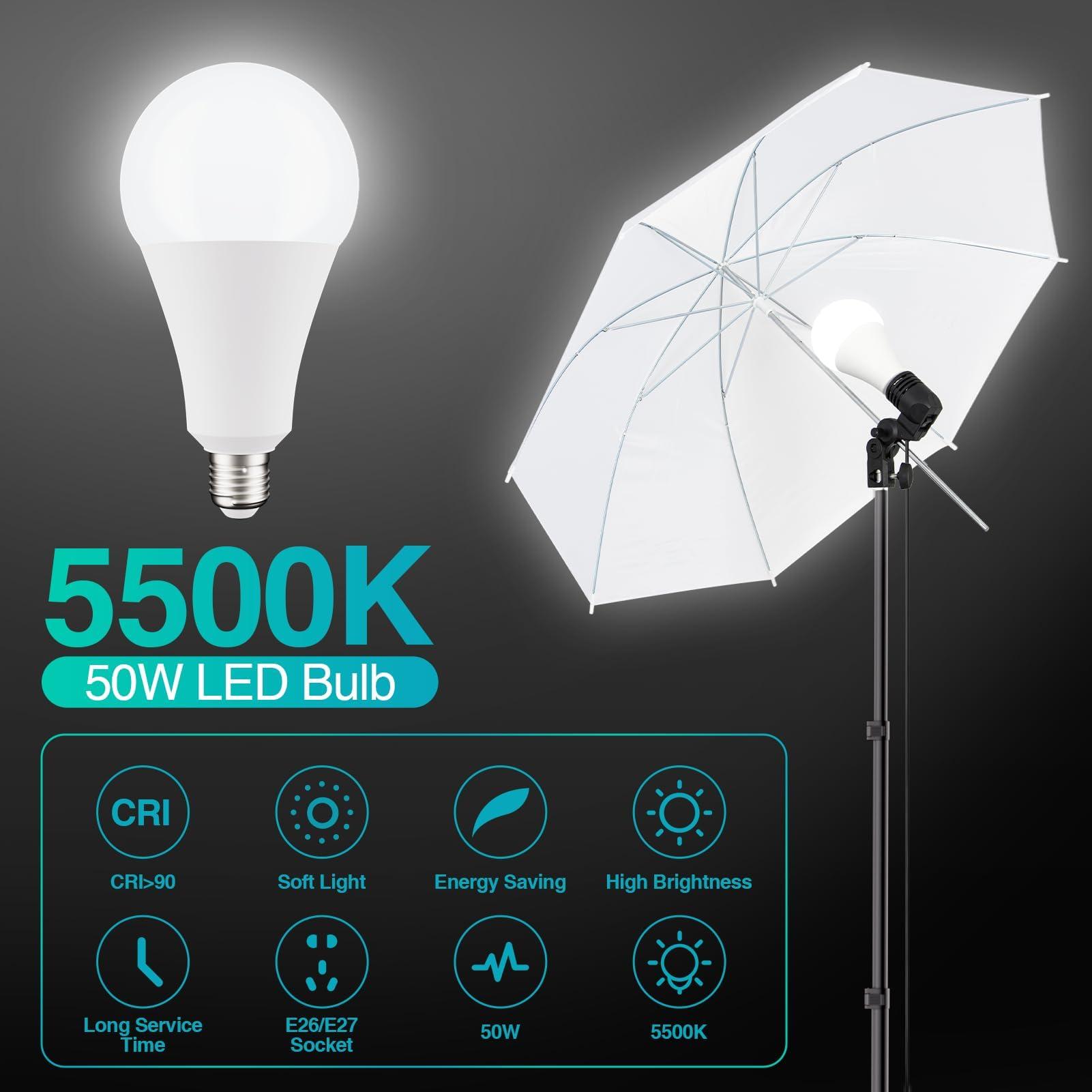 EMART 8.5 x 10 ft Backdrop Support System, Professional Photography Lighting Kit with 50W LED Blub, Reflector, 6 * 9ft Backdrop *3, Umbrellas&Softbox Lighting Kit for Studio, Portrait, Video Shooting - Image 3