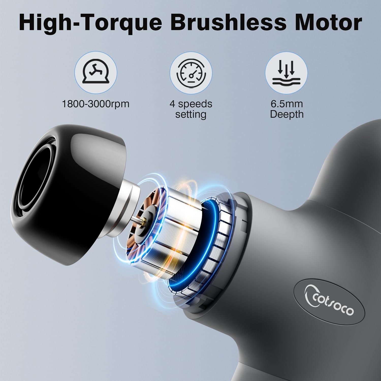 Mini Massage Gun ,Percussion Deep Tissues Muscle Massager, Silicone Material Removable and Washable, Suitable for People with Hyperhidrosis, with 6 Massage Heads 4 Speeds, best gift for her/him - Image 3