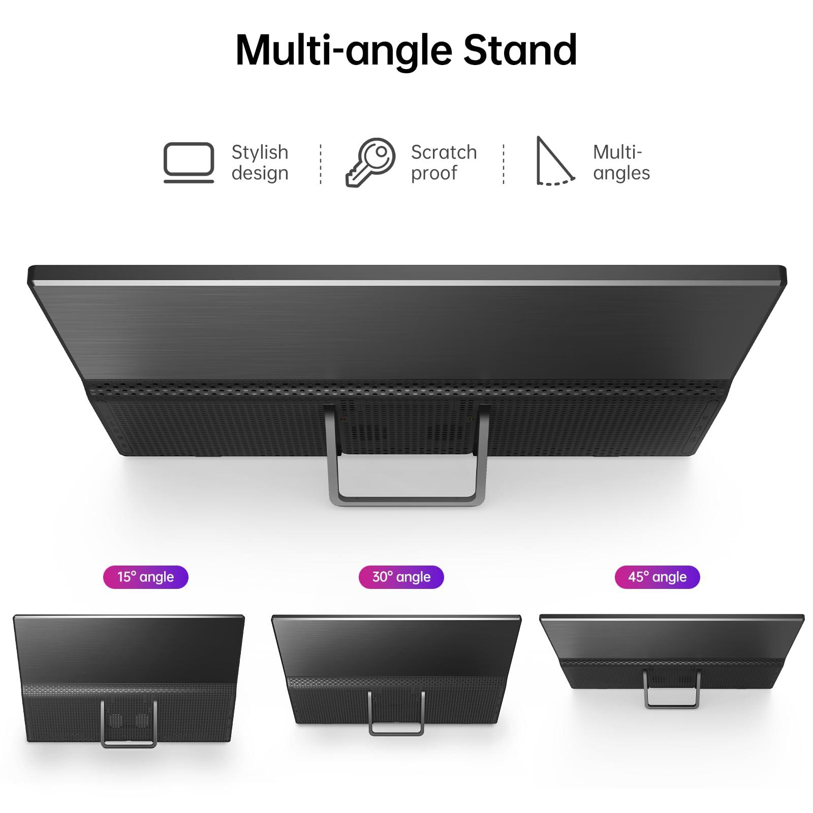 Yxk 15.6 Inch Portable IPS Travel Monitor, for Laptop, PC, Gaming, 1080P, USB-C, HDMI, Ultra-Slim, with Kickstand, Ultra-Thin, Zero Frame, Mac Phone, PS, Xbox, Swich - Image 5