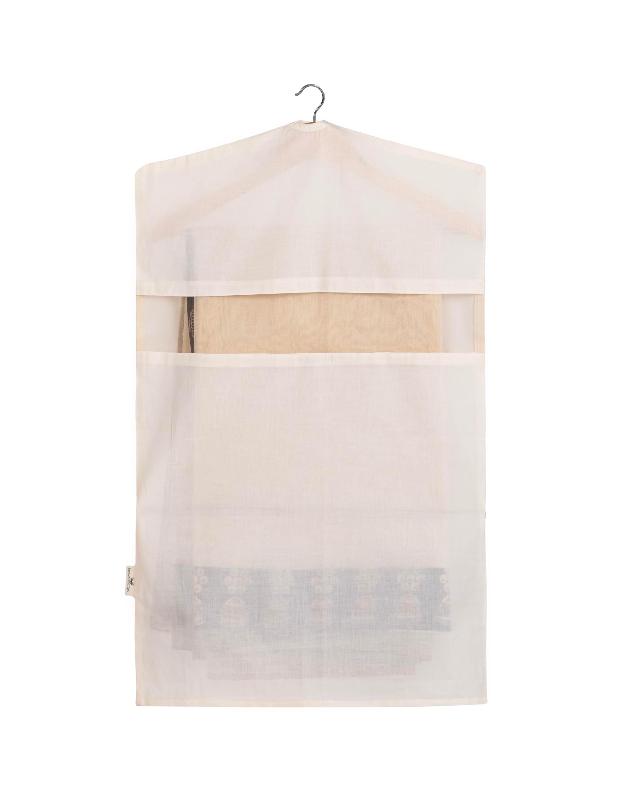 Forever Cotton Garment Bags for Hanging Clothes – 100% Cotton, Breathable Suit & Dress Covers – Pack of 3 Medium (22"x40") for Jackets, Sarees, Blouses, Coats, Travel & Closet Storage