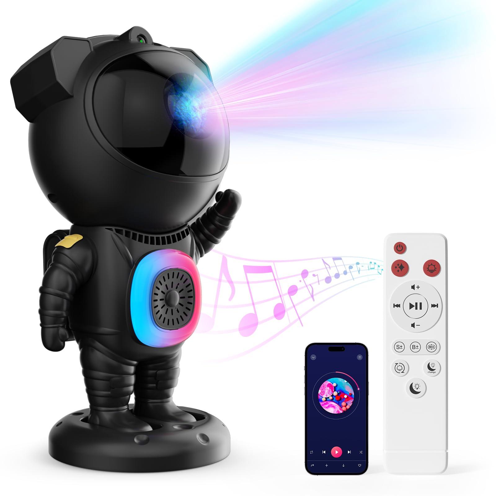 Astronaut Galaxy Projector,Space Projector,with Bluetooth Speaker and Remote Control,360° Adjustable Angle,Spaceman Star Kids Night Light, for Bedroom Ceiling Adult Birthday Valentine's Day (Black)