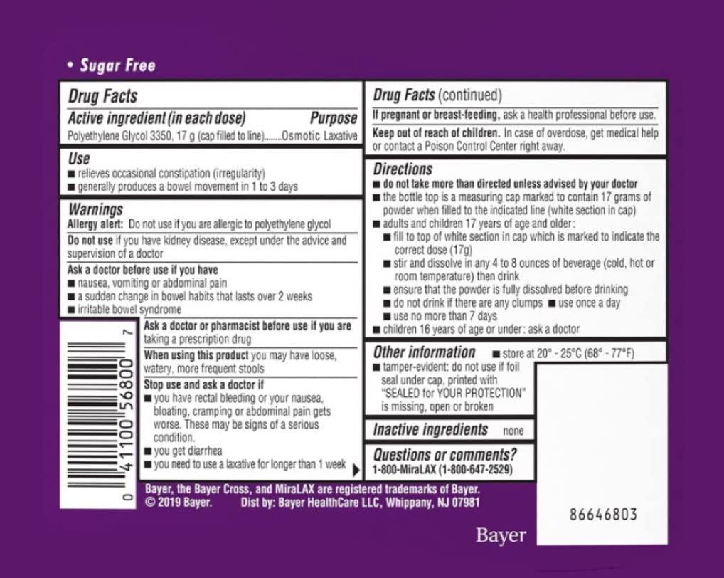 Miralax Laxative Powder for Solution Unflavored - 26.9 oz, Pack of 2 - Image 2