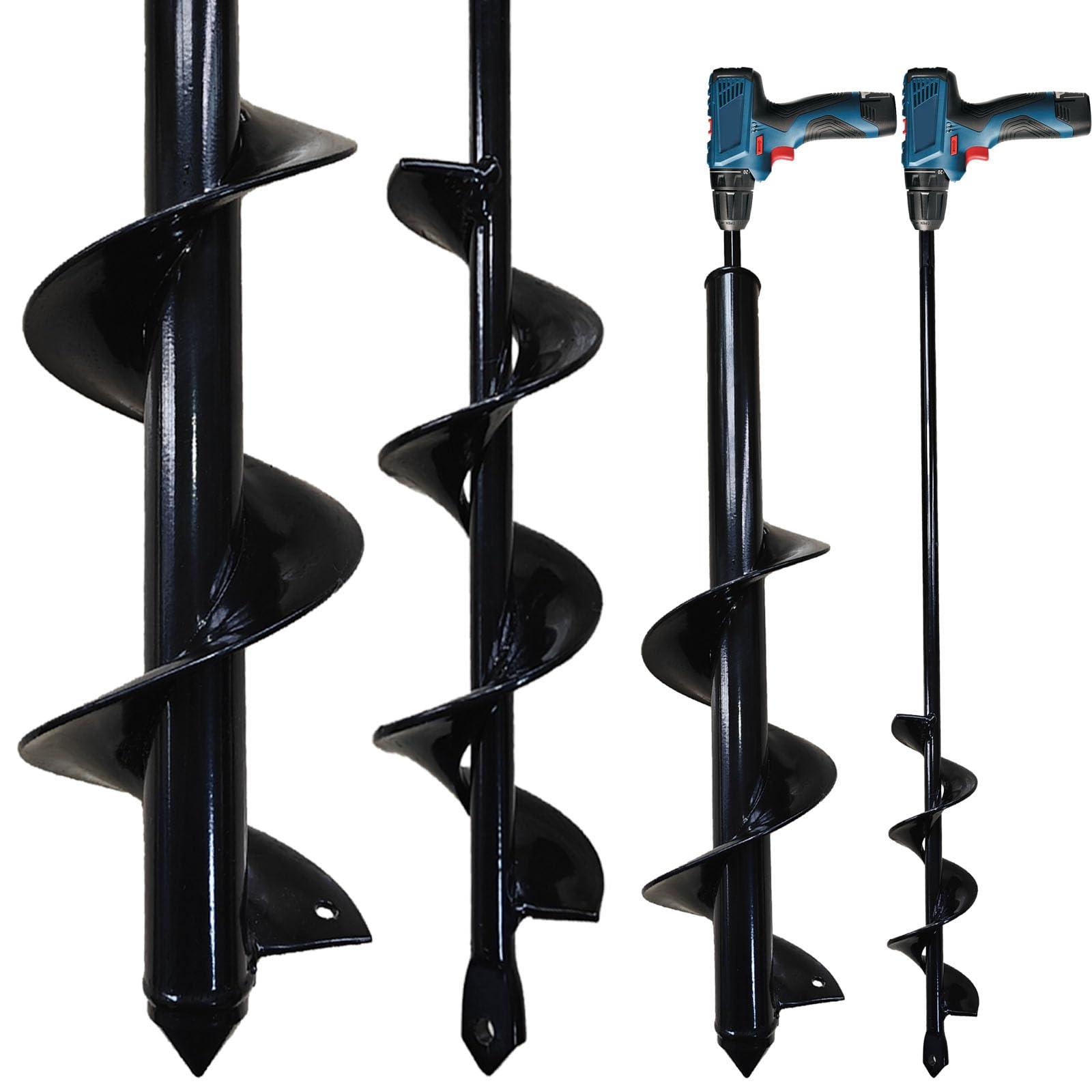 Asoleo Garden Planting Auger Drill Bits, 3.5" x 16" and 1.6" x 16.8" Garden Auger Hole Drill and Bulb Planting Tool, Garden Ground Drill Bit for 3/8" Hex Drive Drill