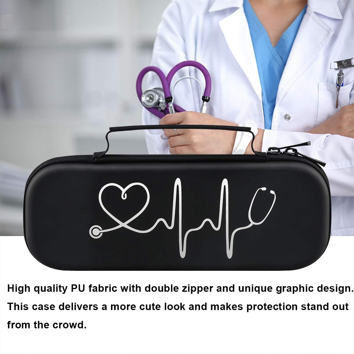BOVKE Stethoscope Case for 3M Littmann Classic III, Lightweight II S.E, MDF Acoustica Deluxe Stethoscopes - Extra Room for Medical Bandage Scissors EMT Trauma Shear and LED Penlights, Black - Image 6