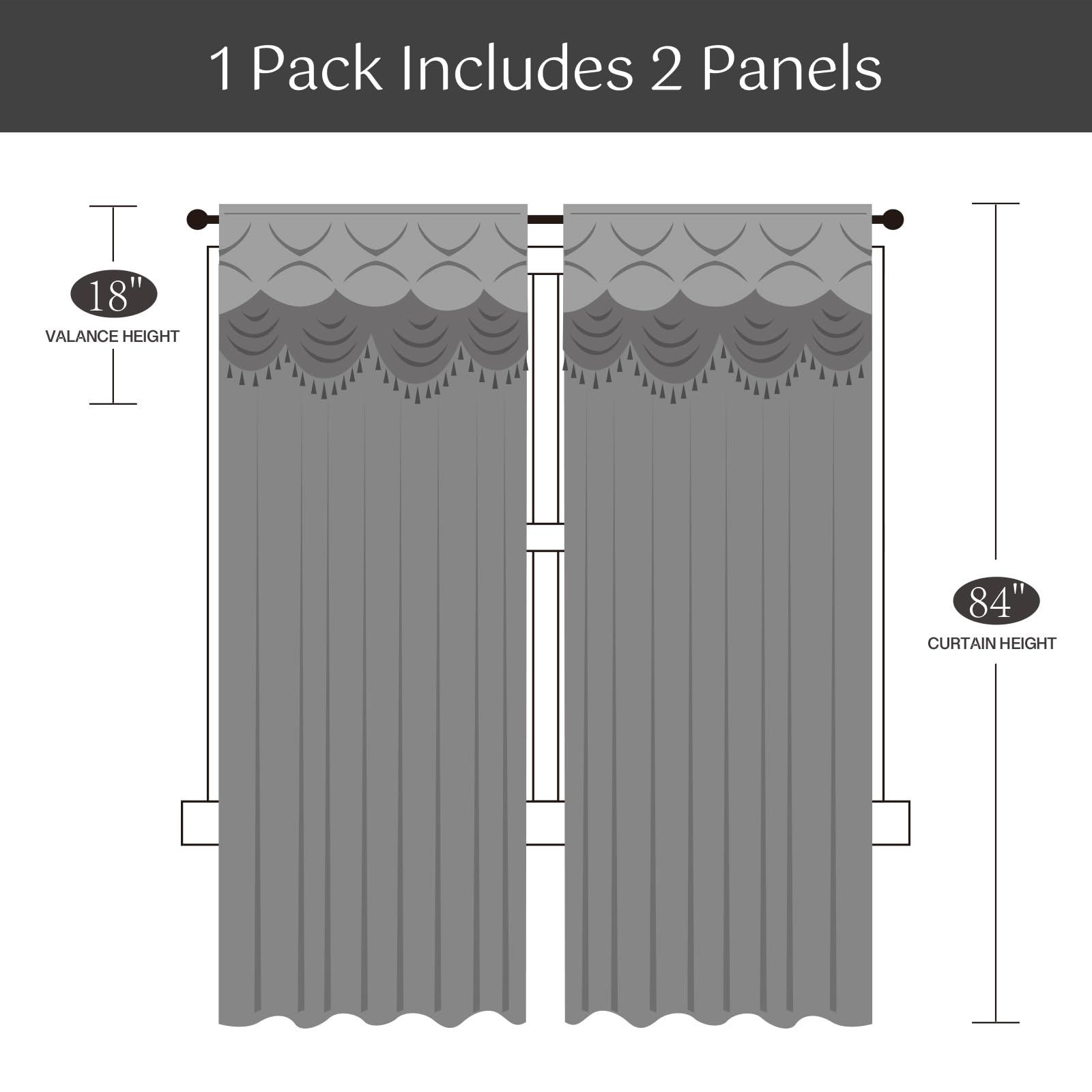 Petrichor Elegance Curtains with Gold Silver Threads 2 Panels Set - Luxury Window Treatment Attached Valance, Sheer Backing, and 2 Tie Backs for Bedroom and Living Room, 54x84 inches, Silver - Image 7