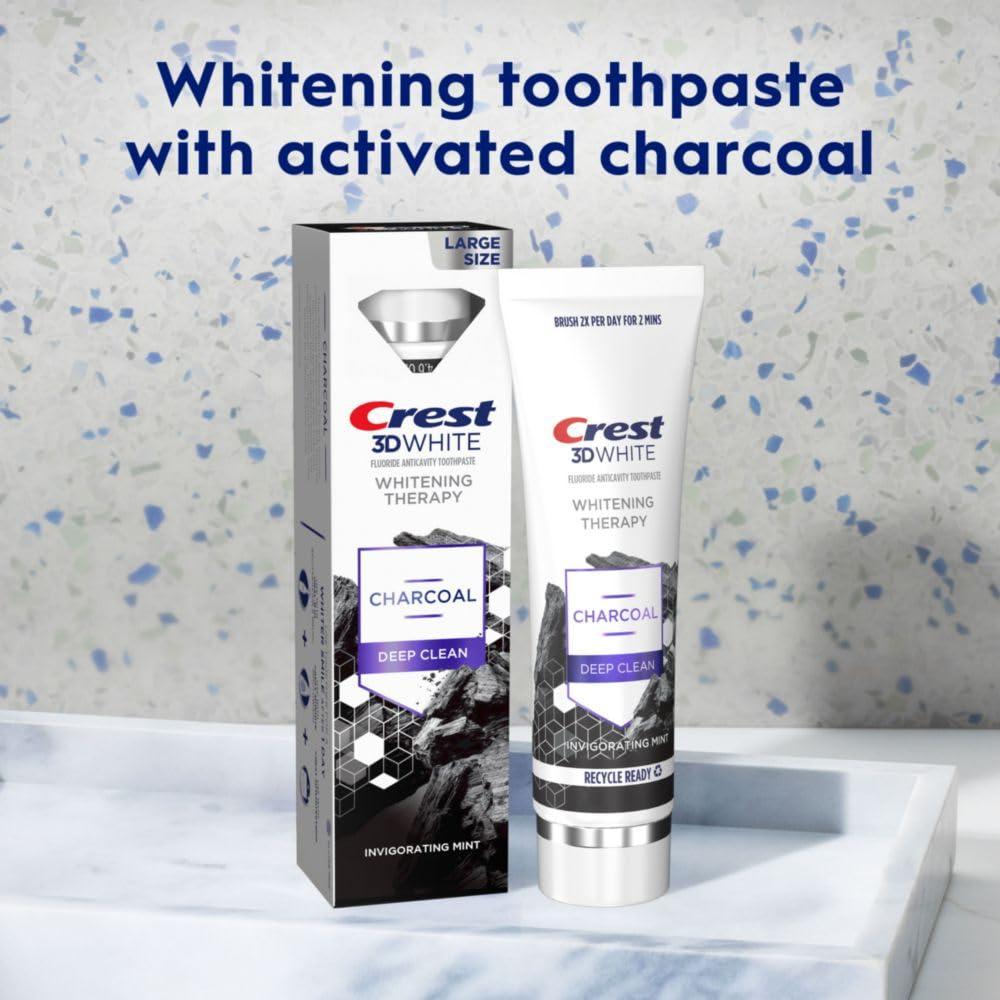 Crest 3D White Whitening Therapy Charcoal Deep Clean Invigorating Mint Teeth Whitening Toothpaste, 4.6 oz Pack of 3, Anticavity Fluoride Toothpaste, Gently Brightens Teeth, Strengthens Enamel - Image 6