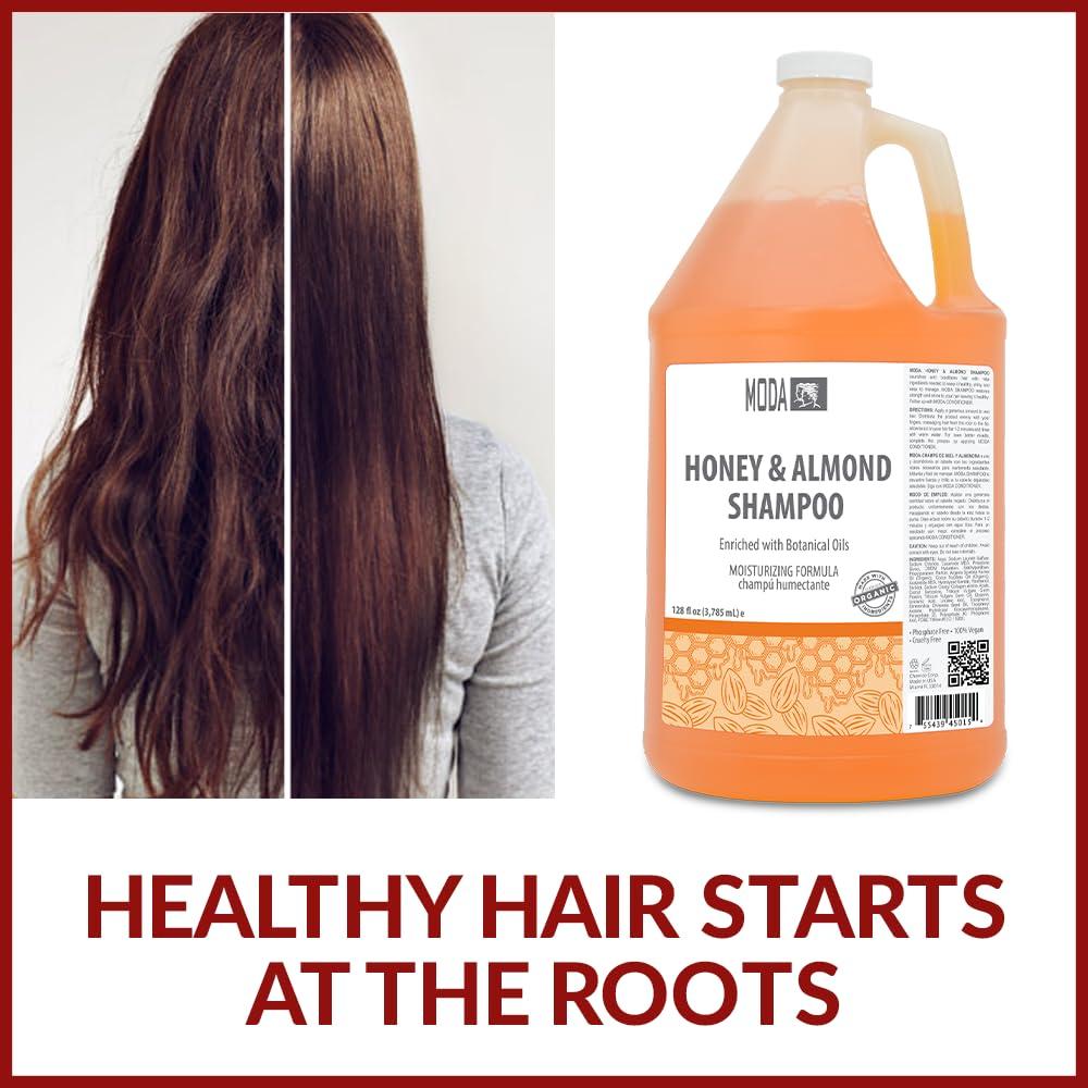 MODA - Moisturizing Shampoo for All Hair Types, Honey Almond, 128 Oz, Professional - Deeply Cleanses and Conditions, Strengthens, Restores and Shine your Hair - Image 8