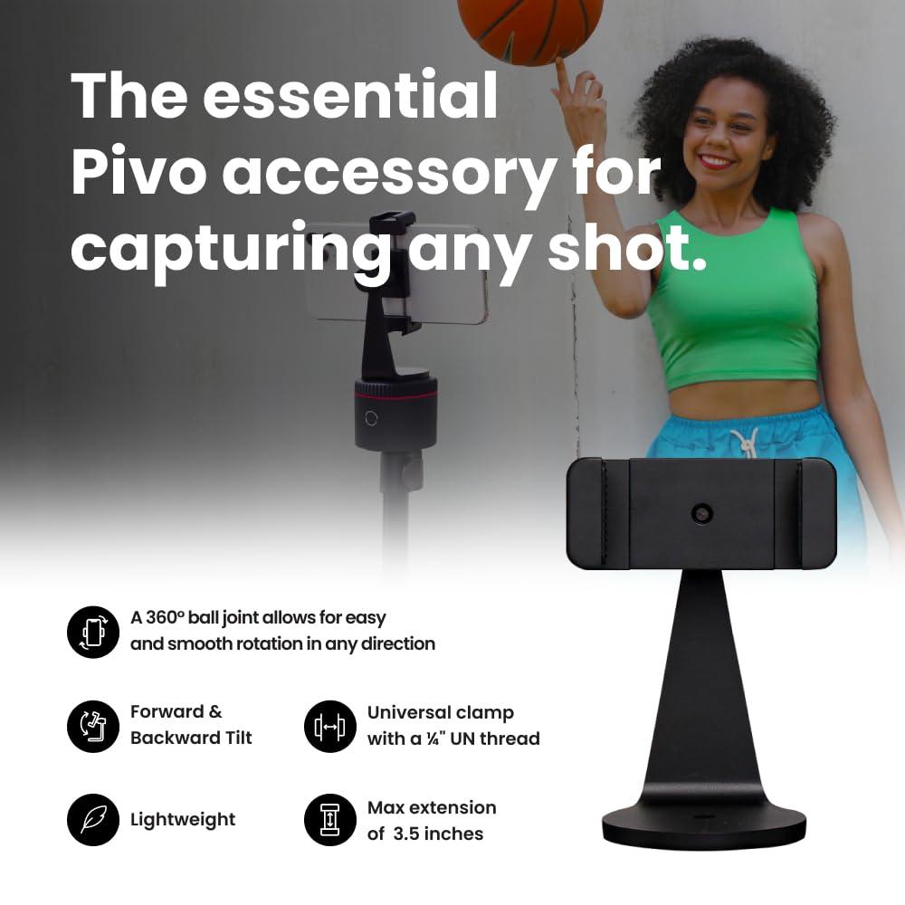 Pivo Smart Mount Adjustable 360° Vertical and Horizontal Smartphone Aluminum Holder Stand with Universal Clamp Adapter ¼ inch Thread for Tripods - Image 3